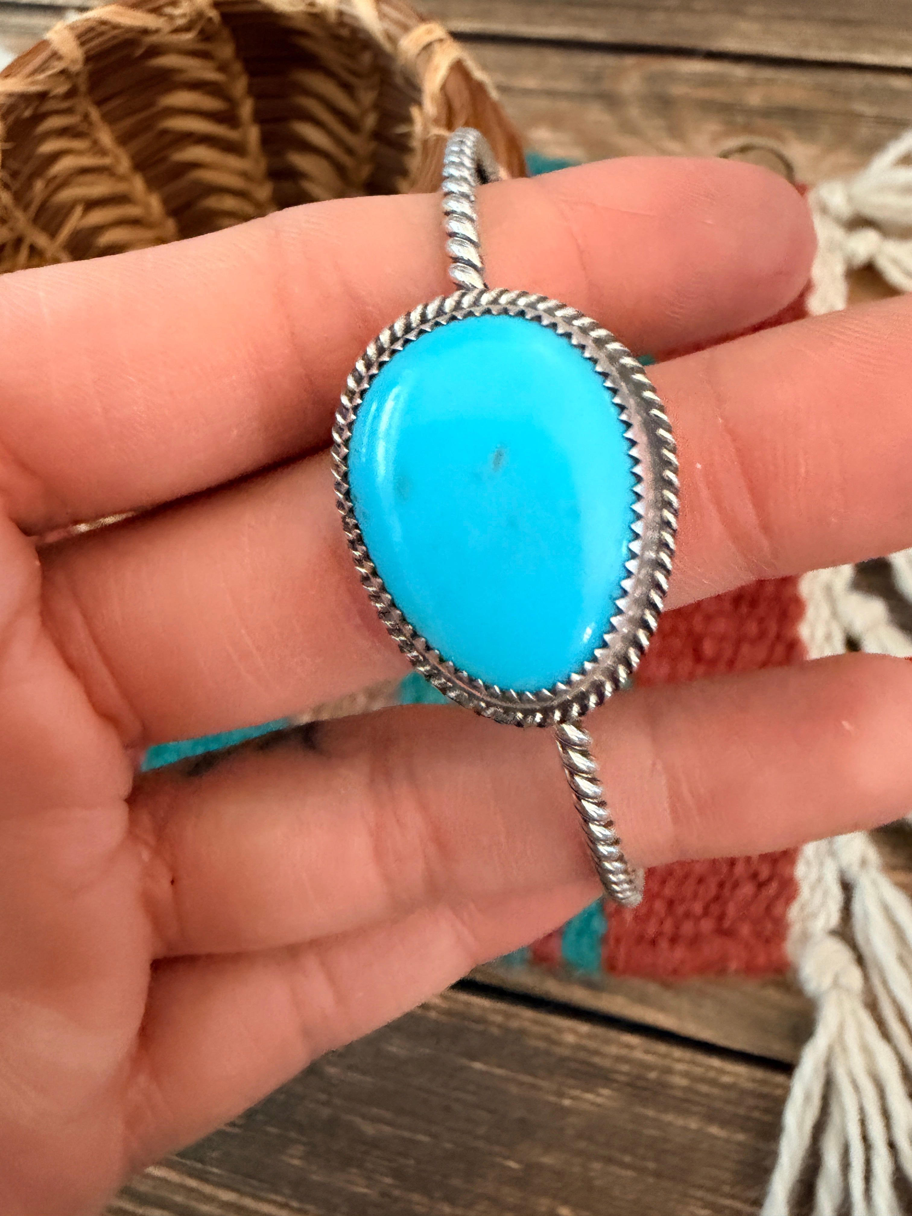 Handmade Turquoise & Sterling Silver Bangle Bracelet