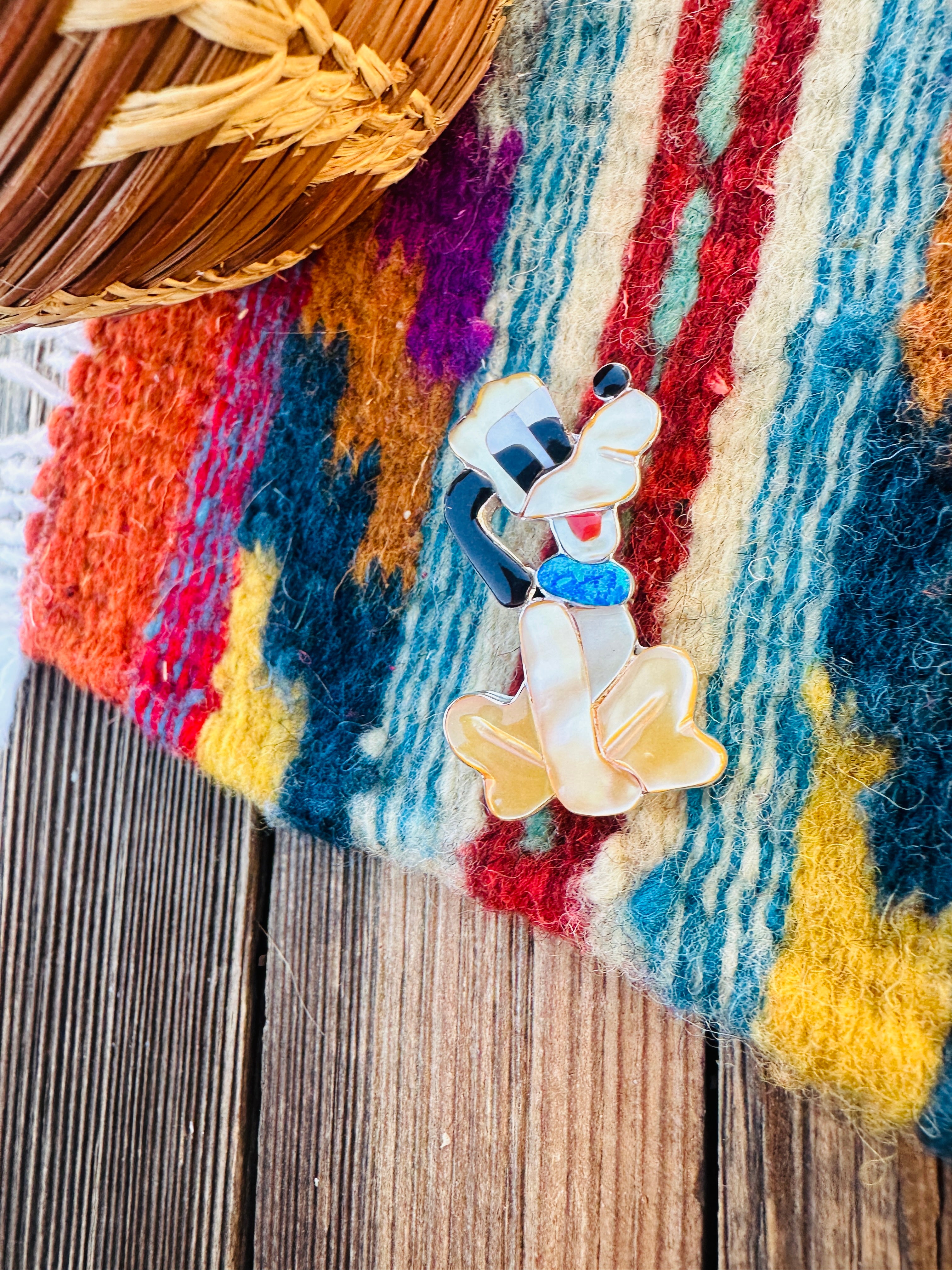 Handcrafted Sterling Silver and Multi Stone Character Brooch/ Pendant