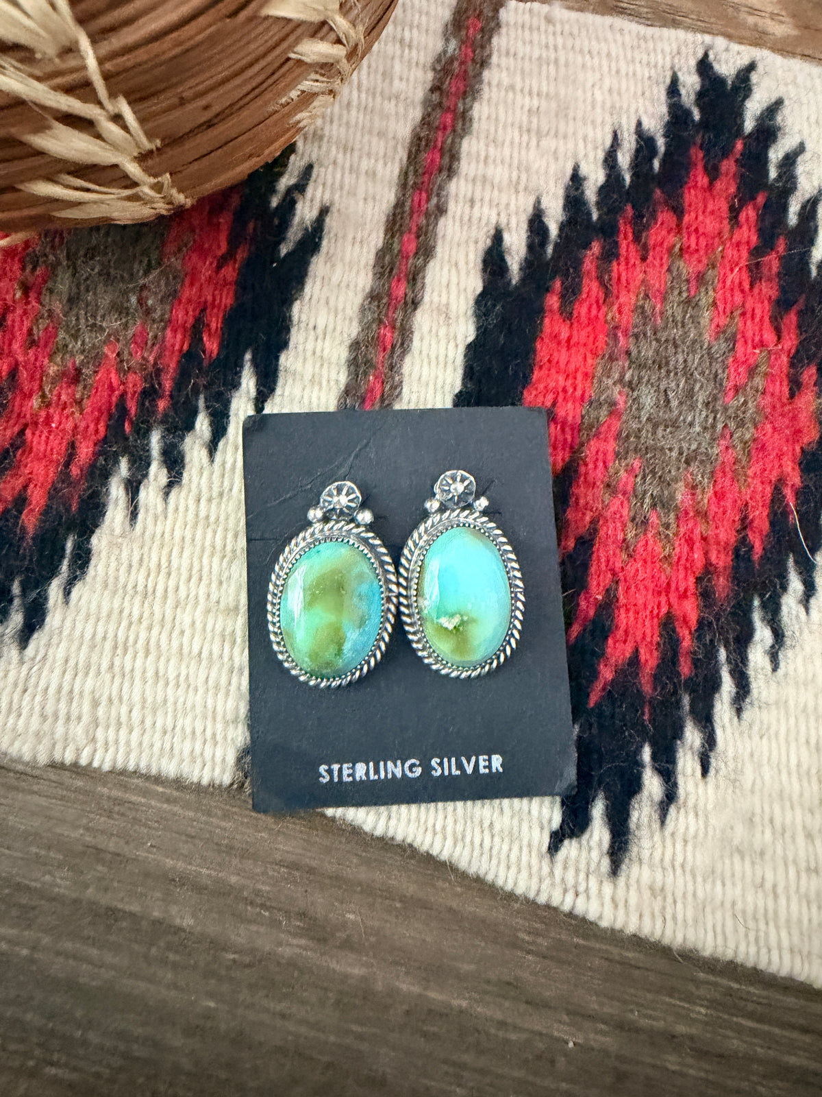 Handcrafted Sonoran Mountain Turquoise & Sterling Silver Stud Earrings