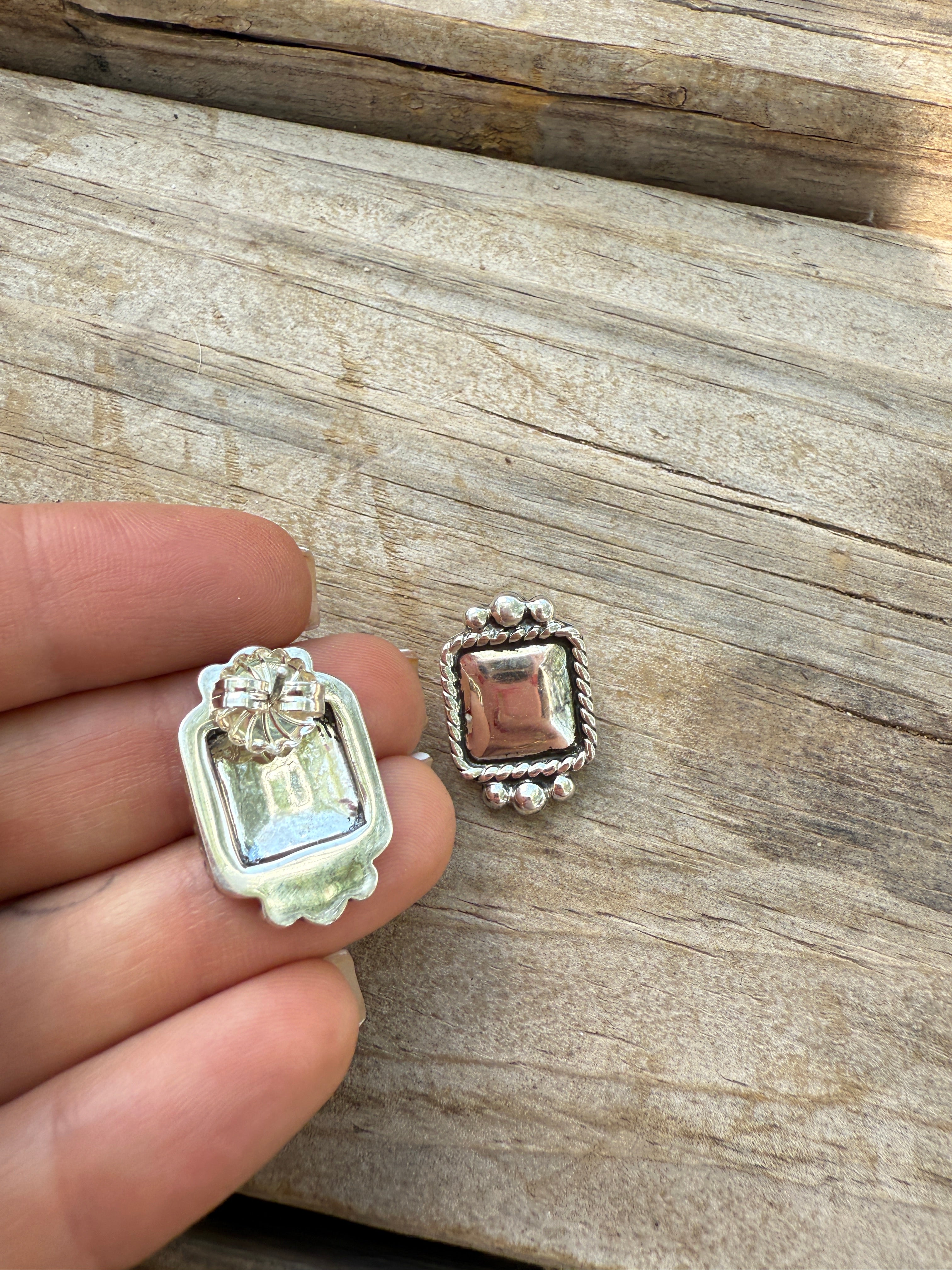 Handmade Sterling Silver Square Earrings