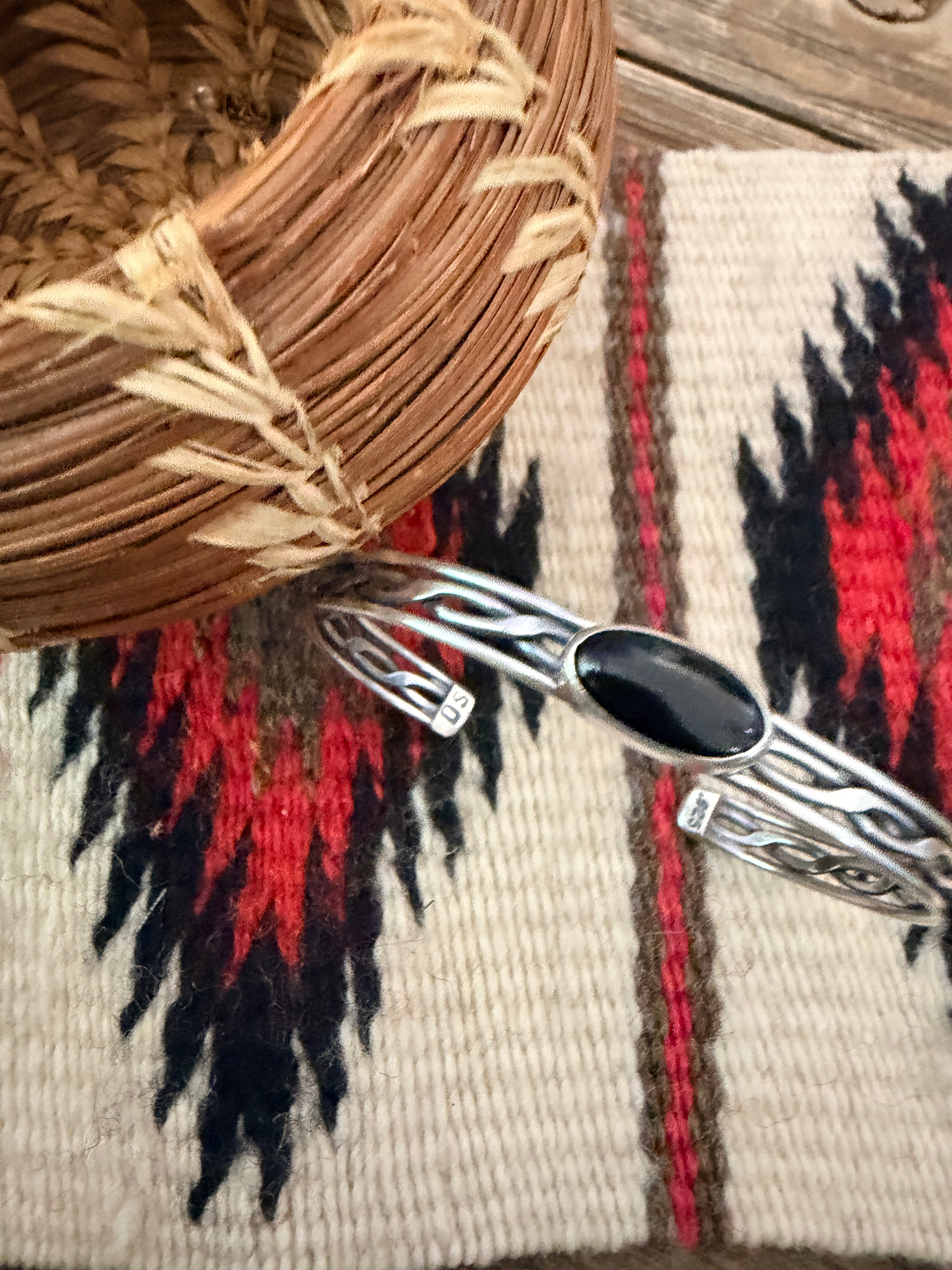 Handcrafted Black Onyx & Sterling Silver Cuff Bracelet