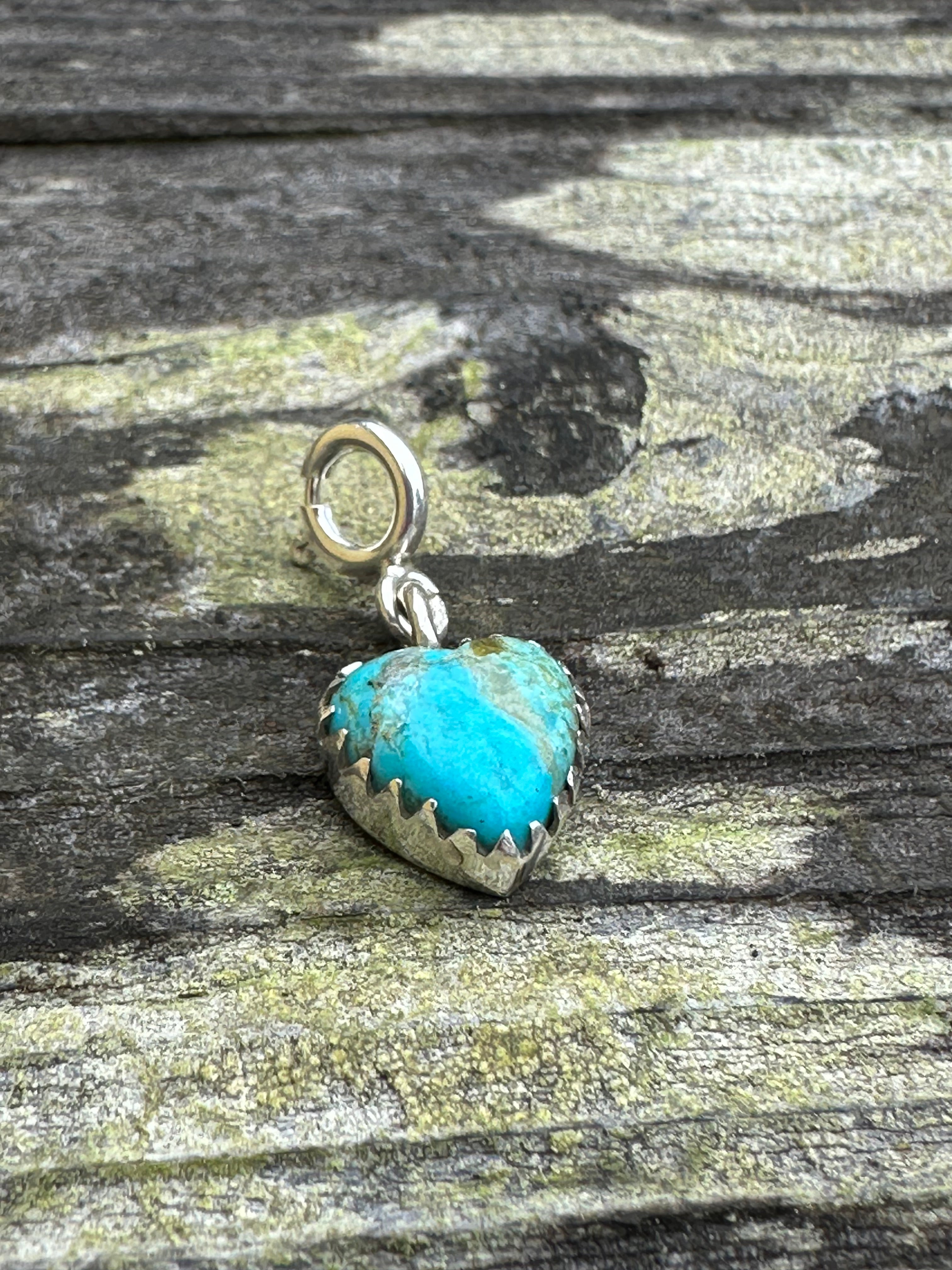 Sterling Silver and Royston Turquoise Heart Charm