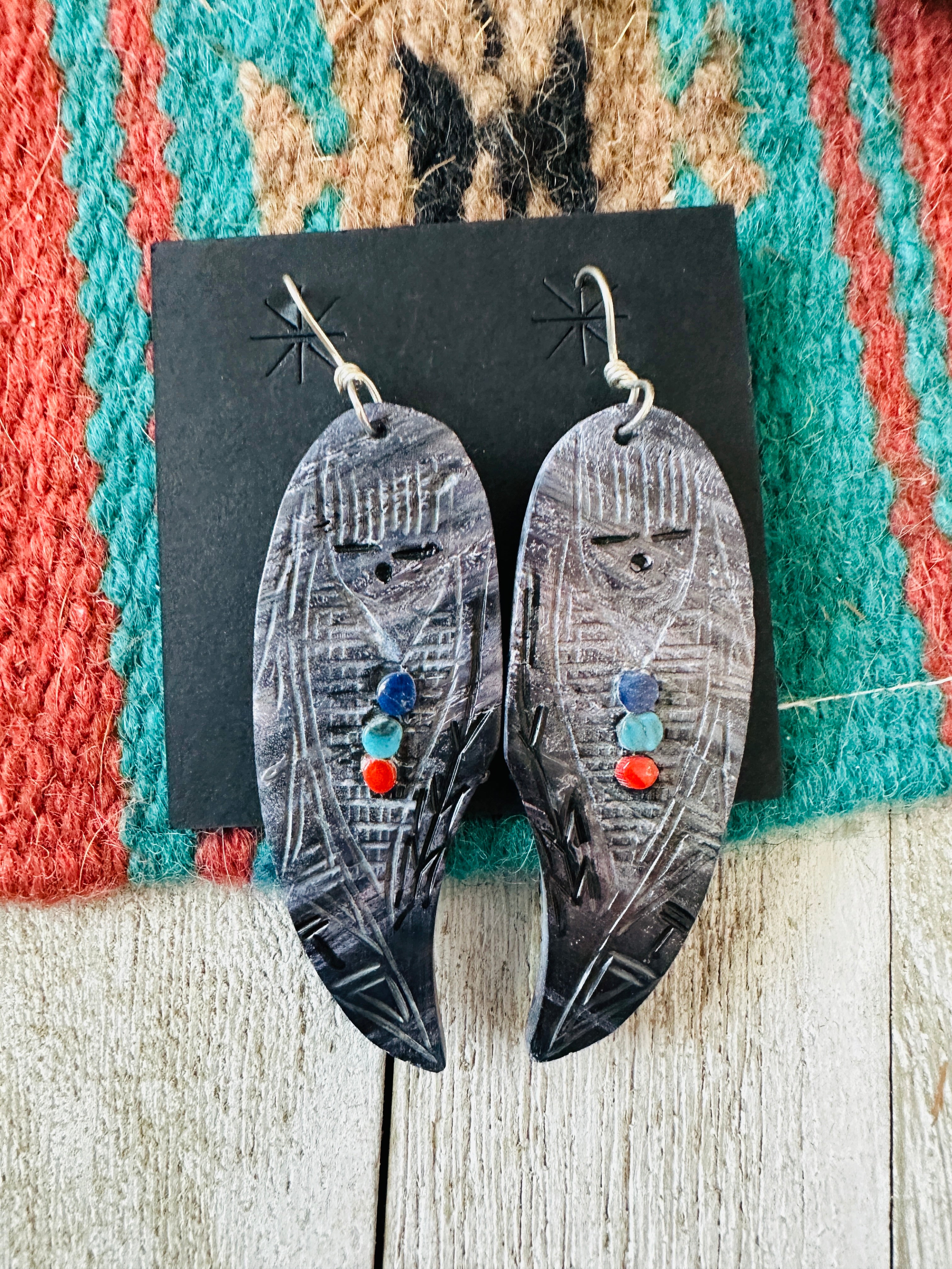 Handcrafted Multi Stone Corn Maiden Dangle Earrings