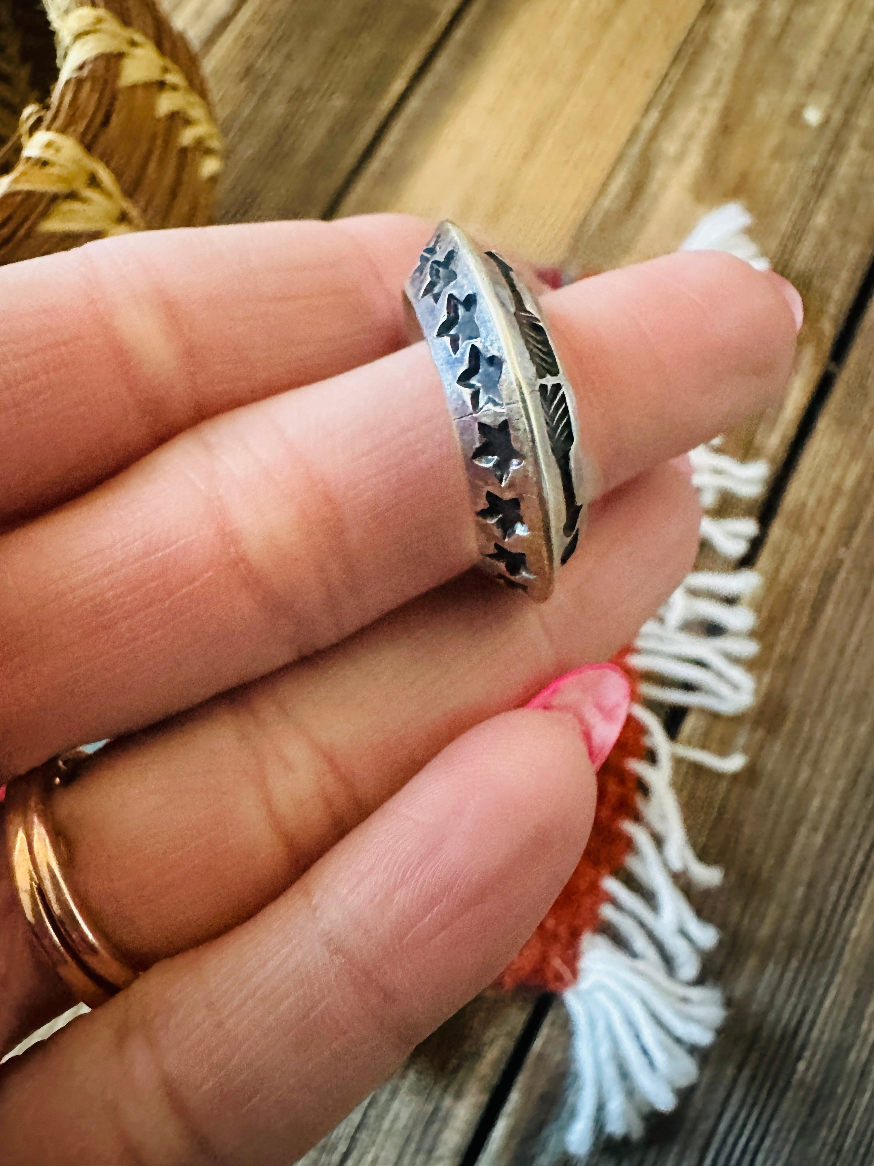 Handcrafted Sterling Silver Band Ring Size 8 by Sunshine Reeves