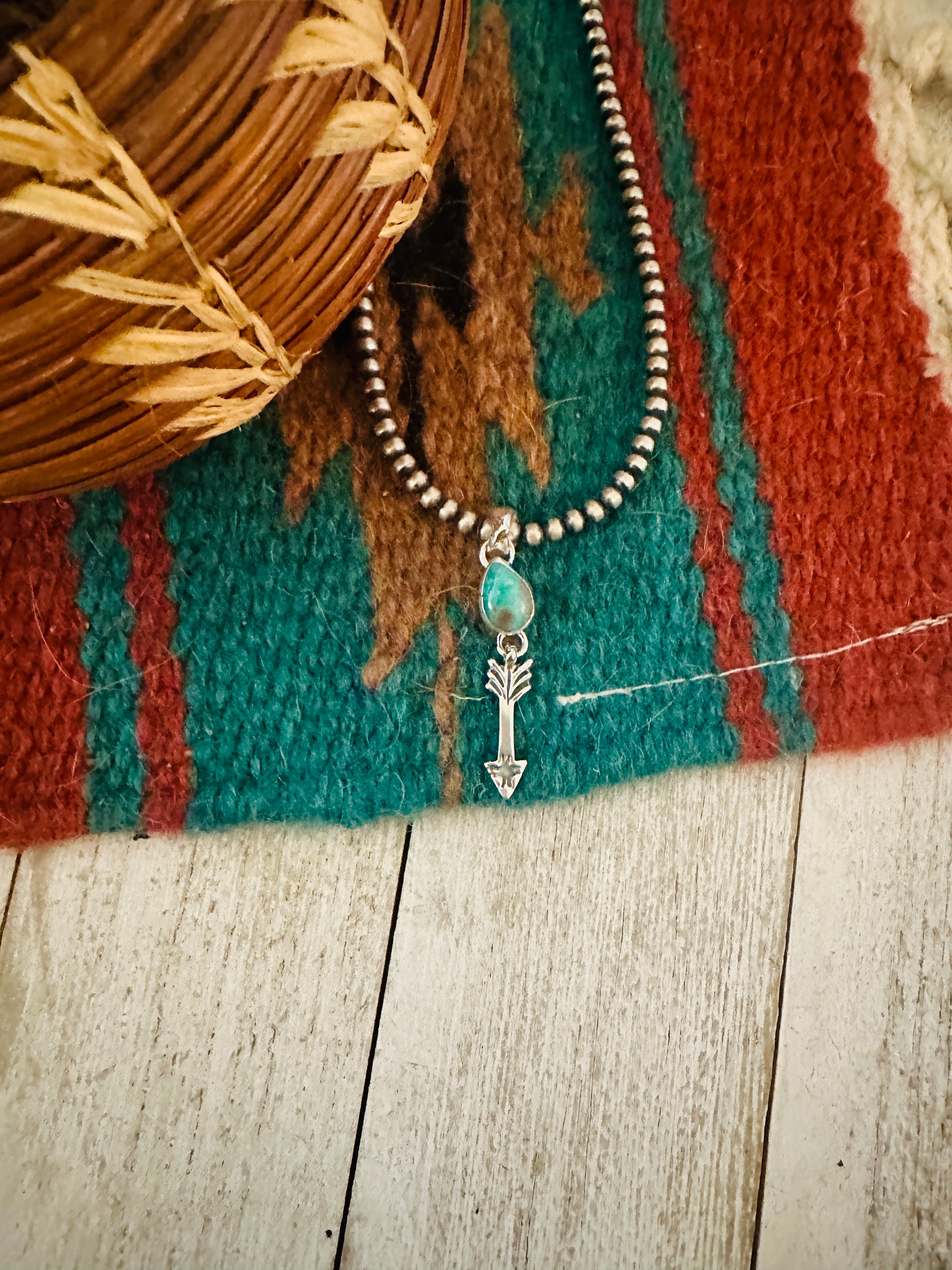 Navajo Turquoise & Sterling Silver Arrow Pendant