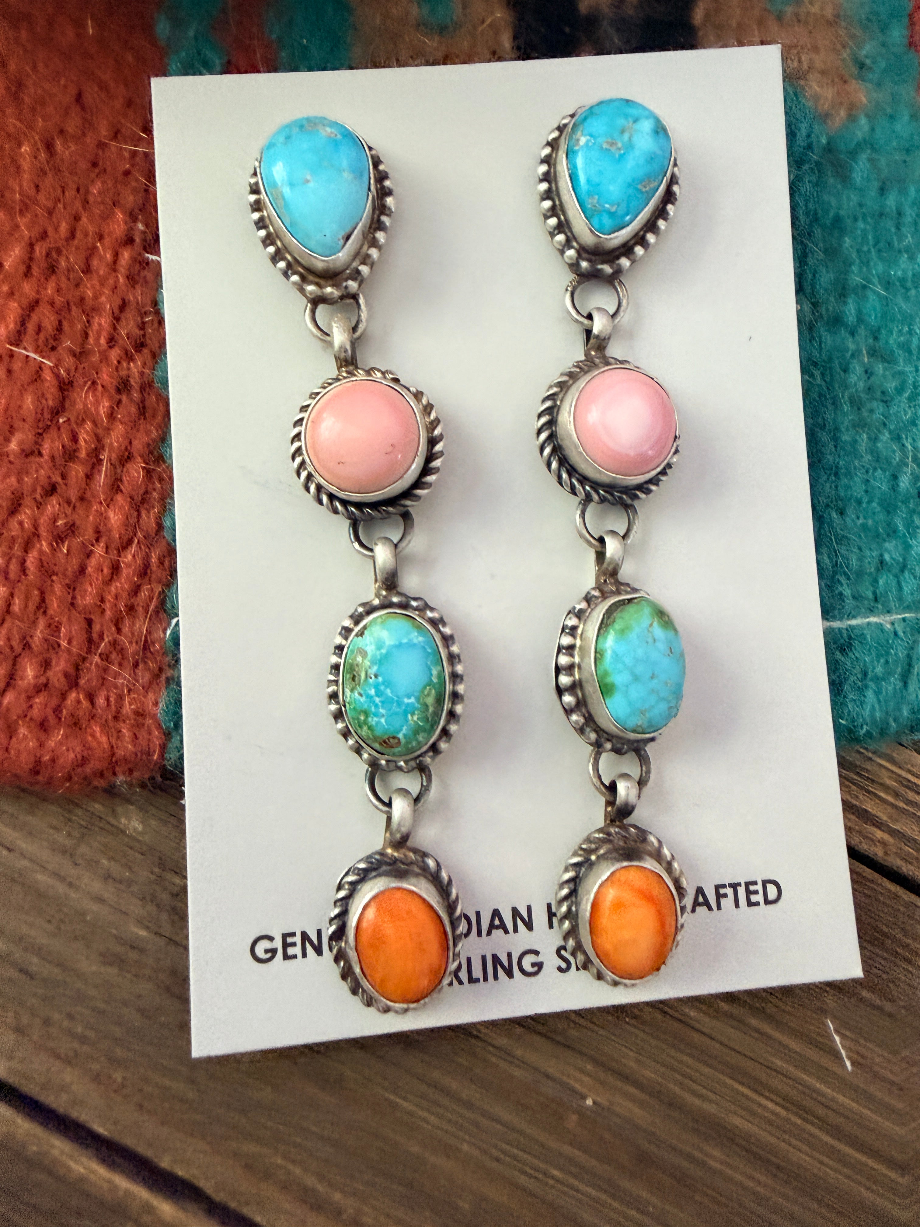 Handcrafted Multi Stone & Sterling Silver Dangle Earrings by Vicky Hicks