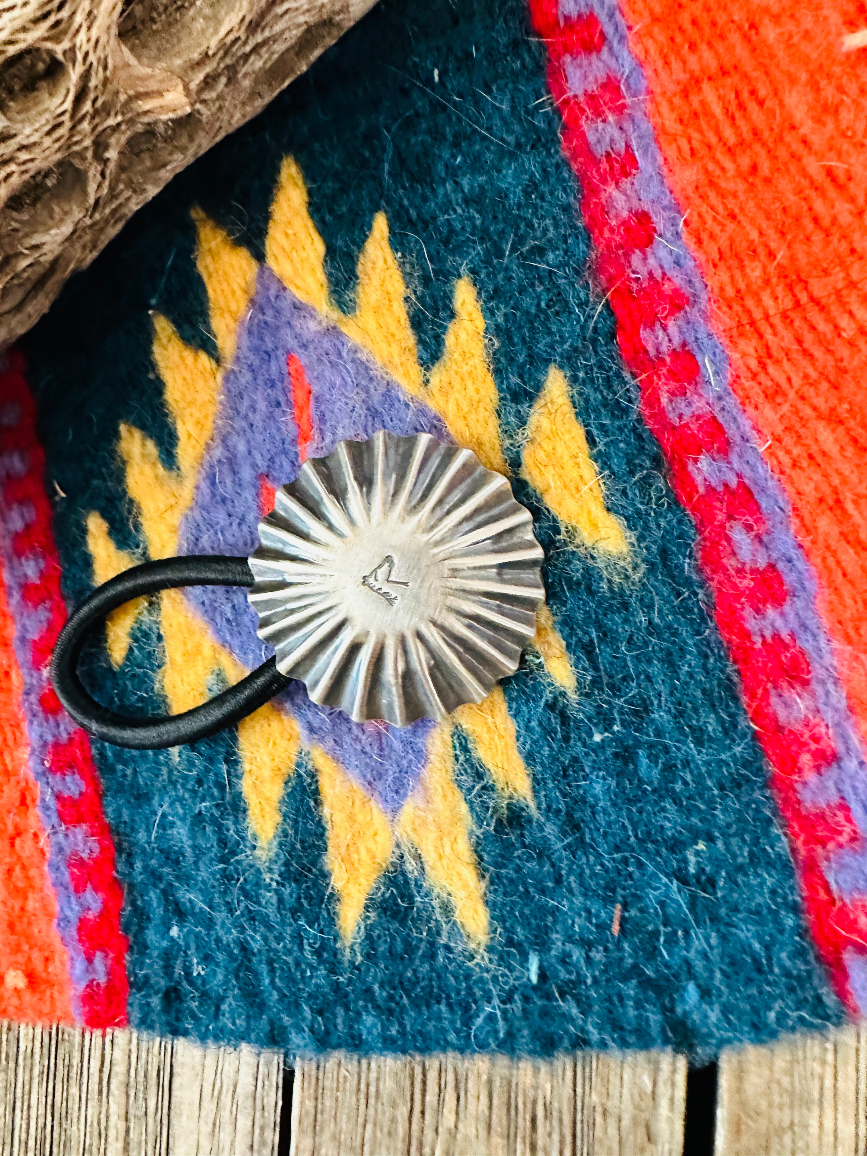 Navajo Sterling Silver Hand Stamped Horse Hair Tie