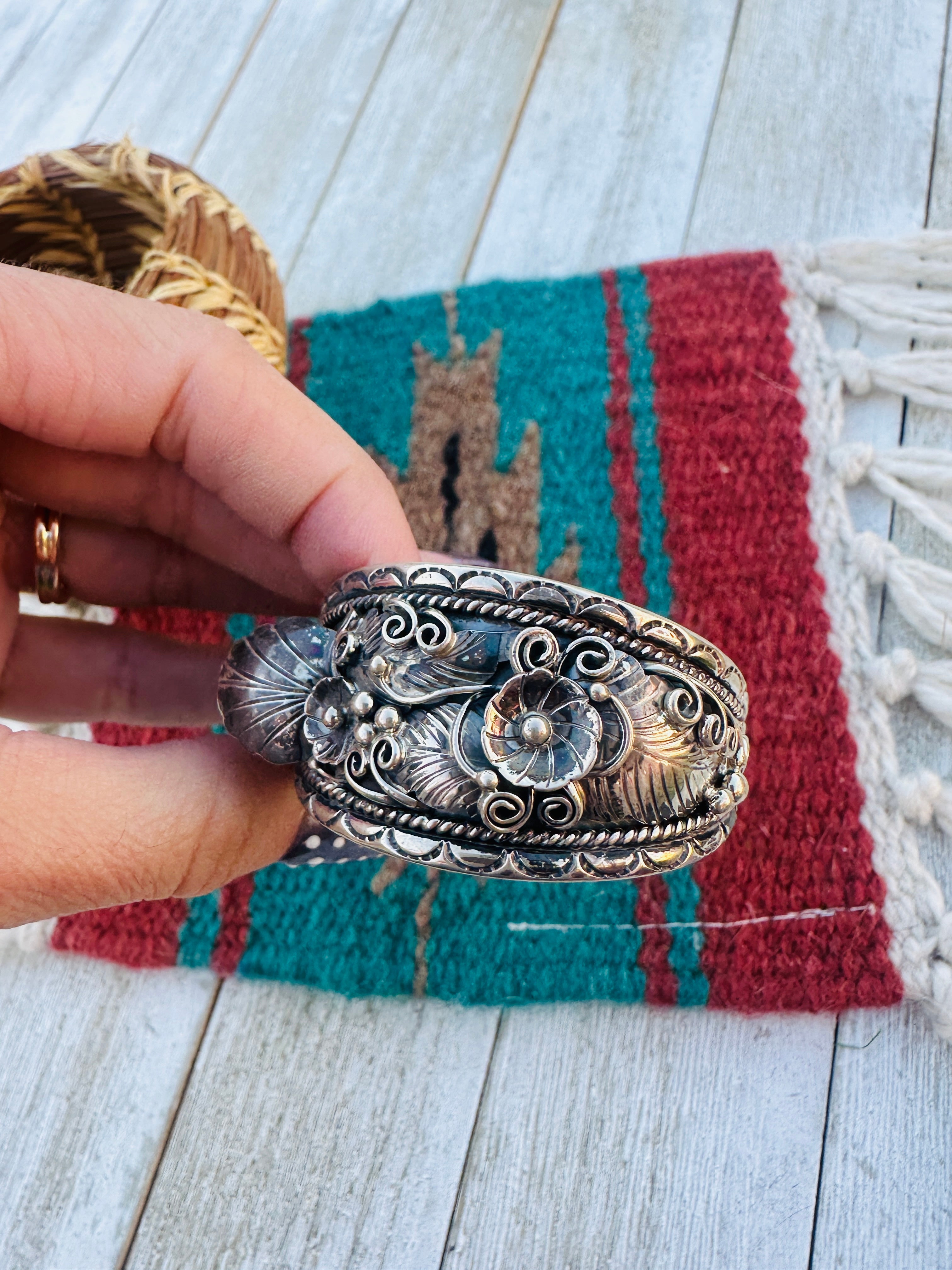 Handcrafted Old Pawn Sterling Silver Watch Cuff Bracelet