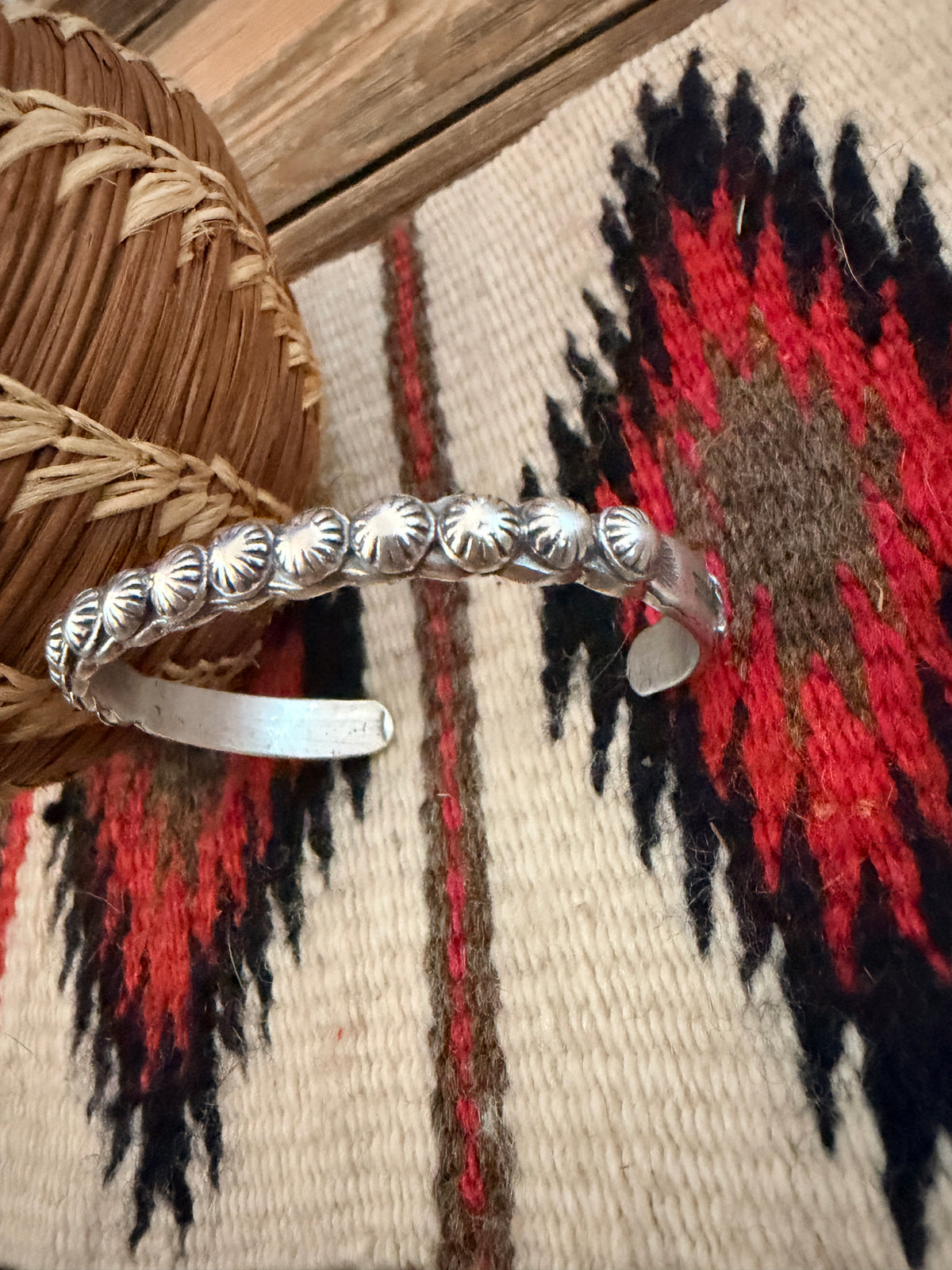 Handcrafted Sterling Silver Studded Cuff Bracelet