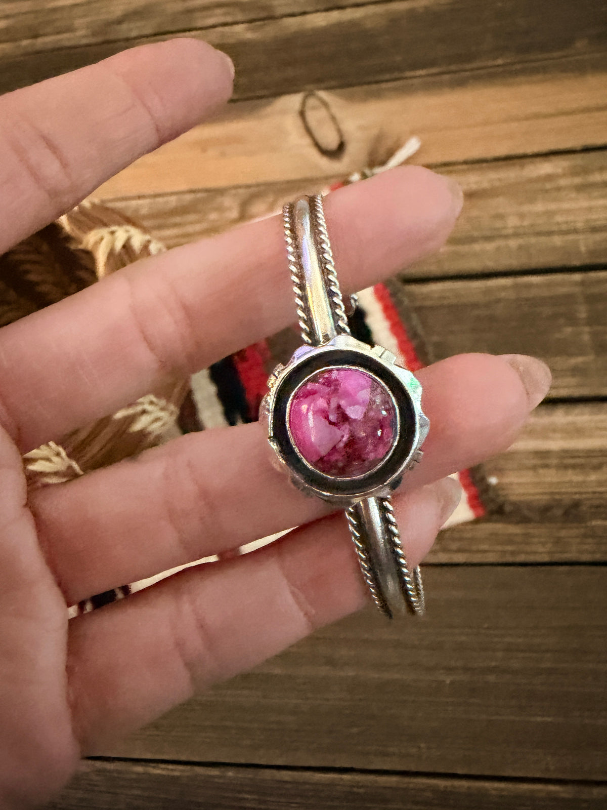 Handcrafted Pink Dream Mojave & Sterling Silver Cuff Bracelet