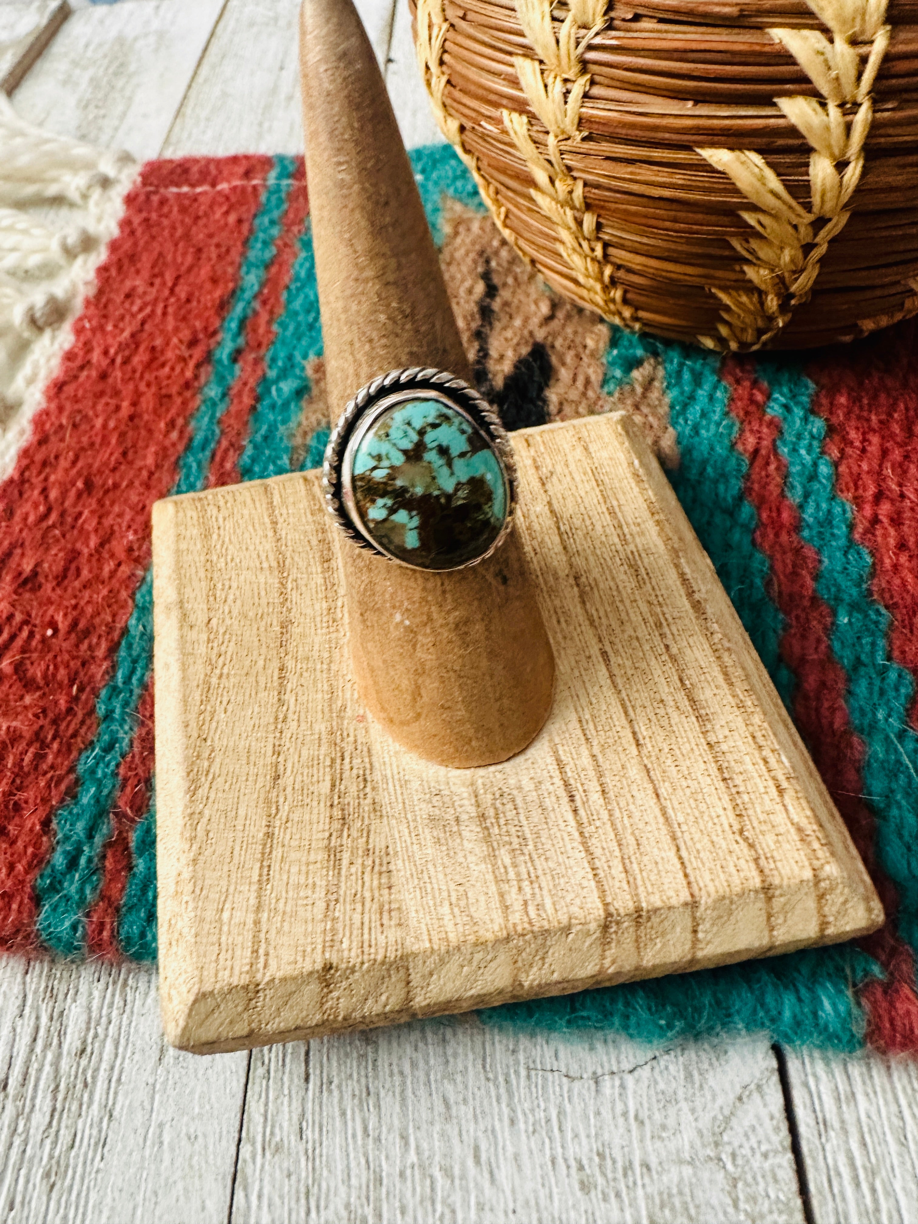 Navajo Royston Turquoise & Sterling Silver Ring Size 5.75