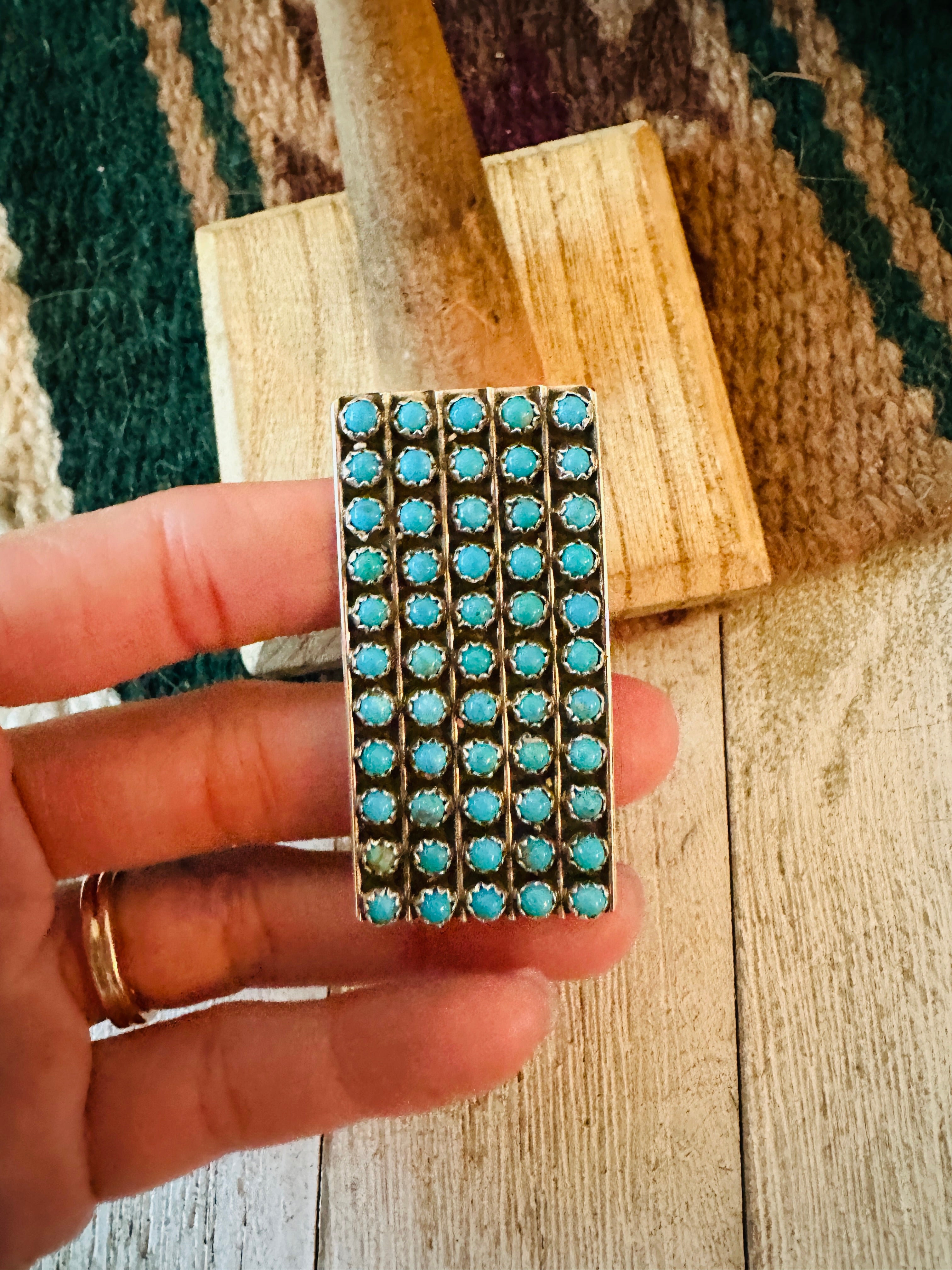 Navajo Sterling Silver & Turquoise Snake Eye Ring