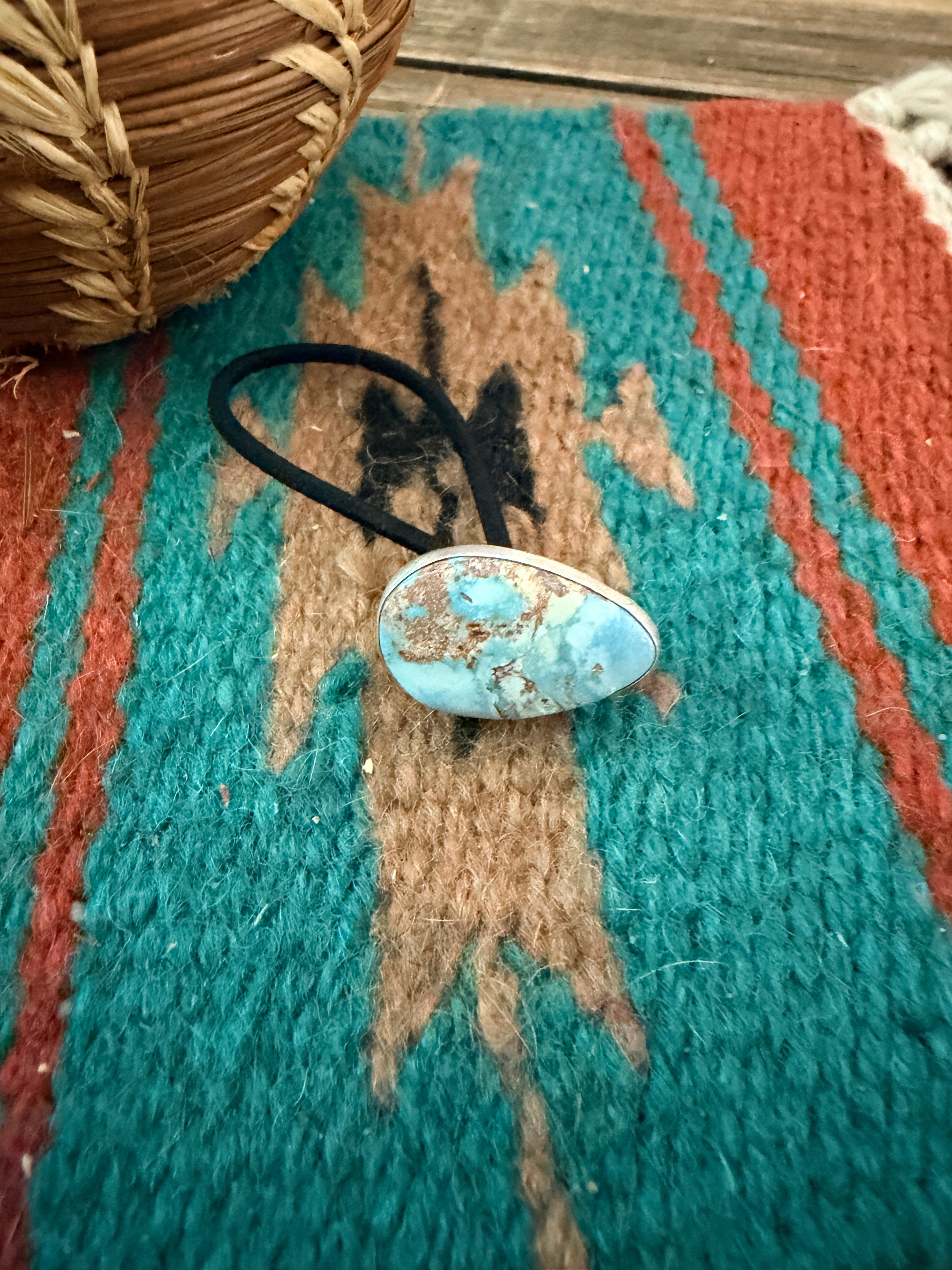 Handcrafted Turquoise & Sterling Silver Hair Tie Charm