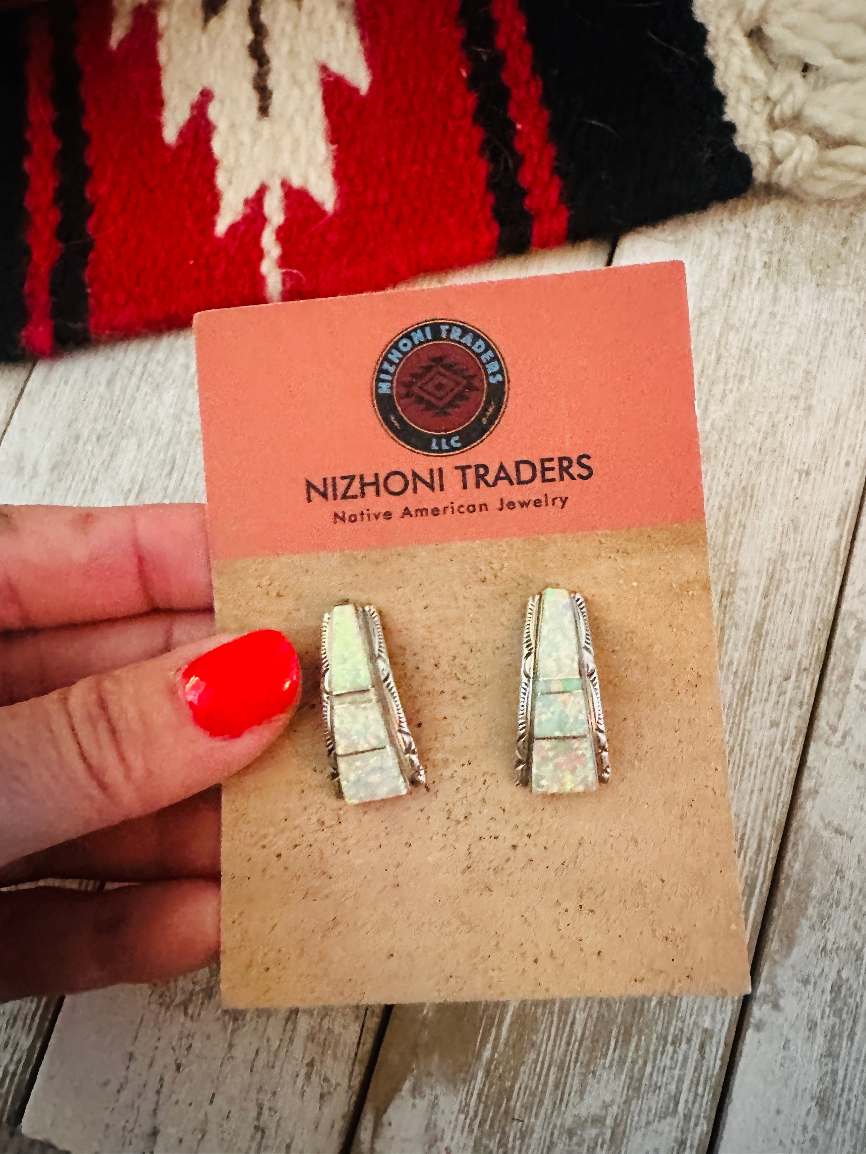 Navajo Opal & Sterling Silver Inlay Earrings