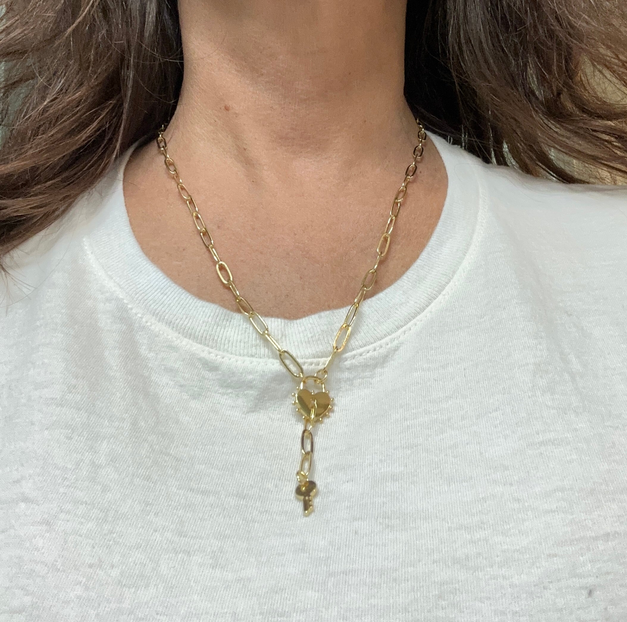 18k Gold-Plated Lock Key Lariat - Main Image