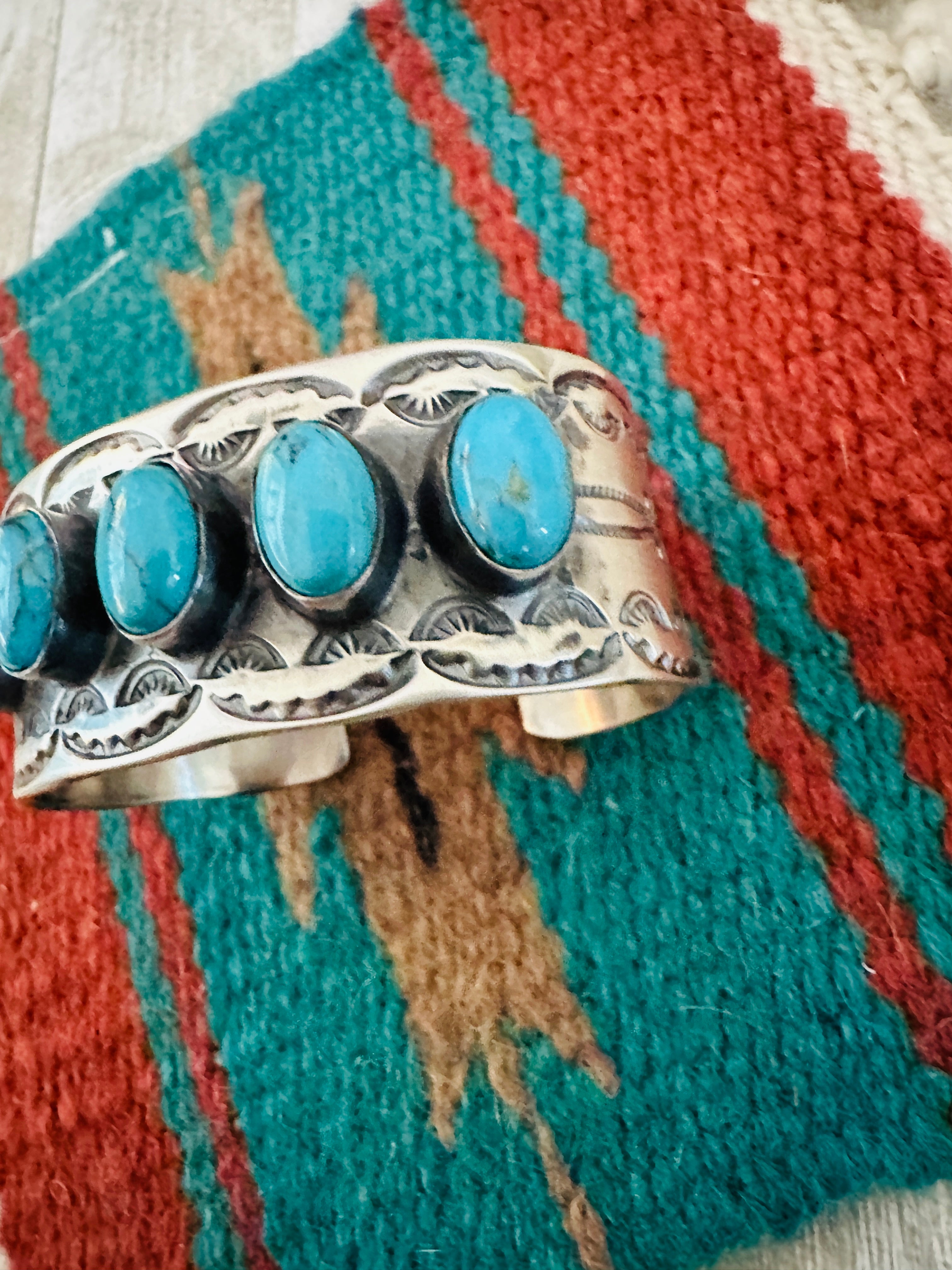 Handcrafted Sterling Silver & Turquoise Cuff Bracelet by Chimney Butte /