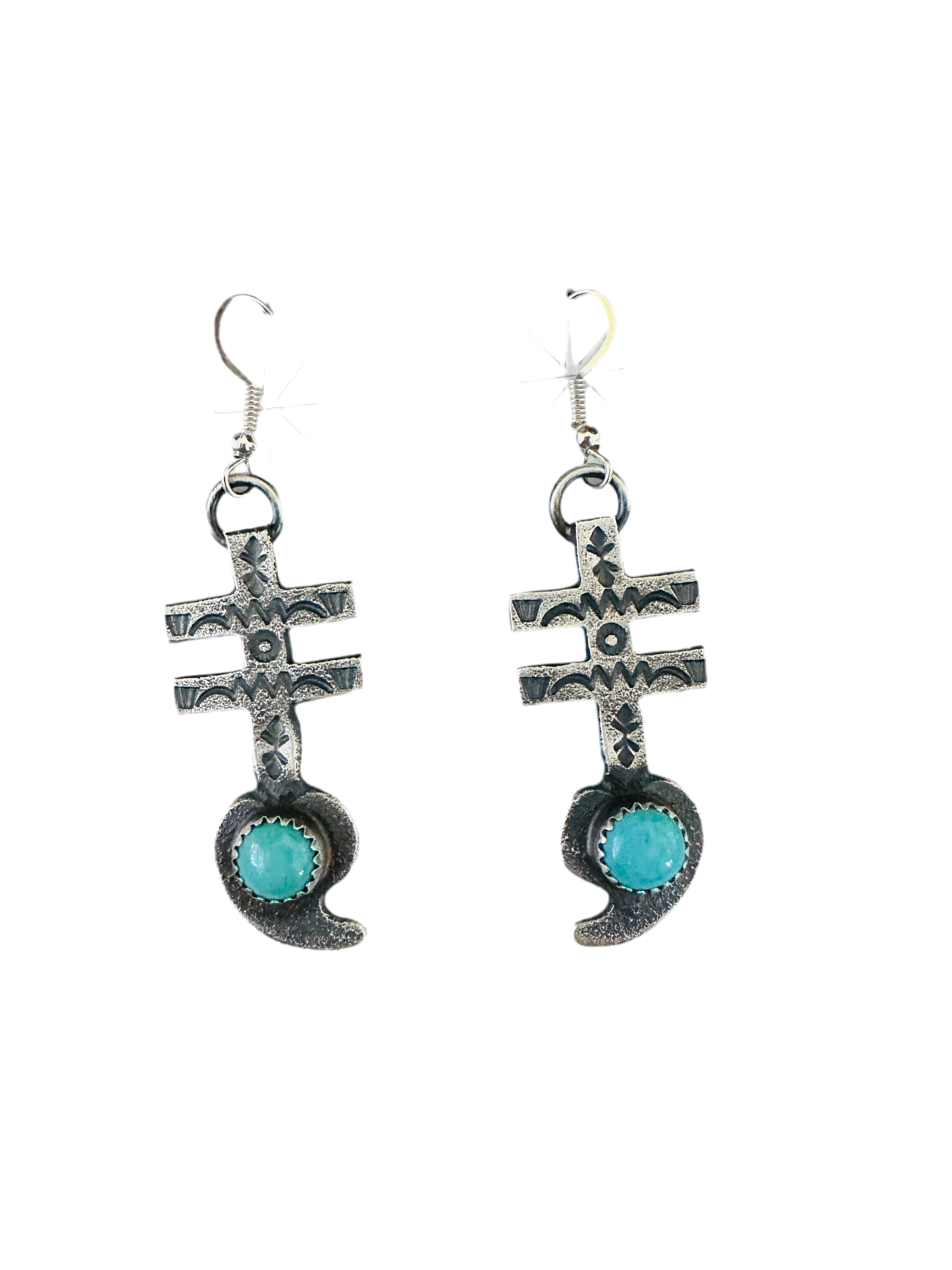 Handcrafted Turquoise & Sterling Silver Dragonfly Dangle Earrings by Kevin Billah