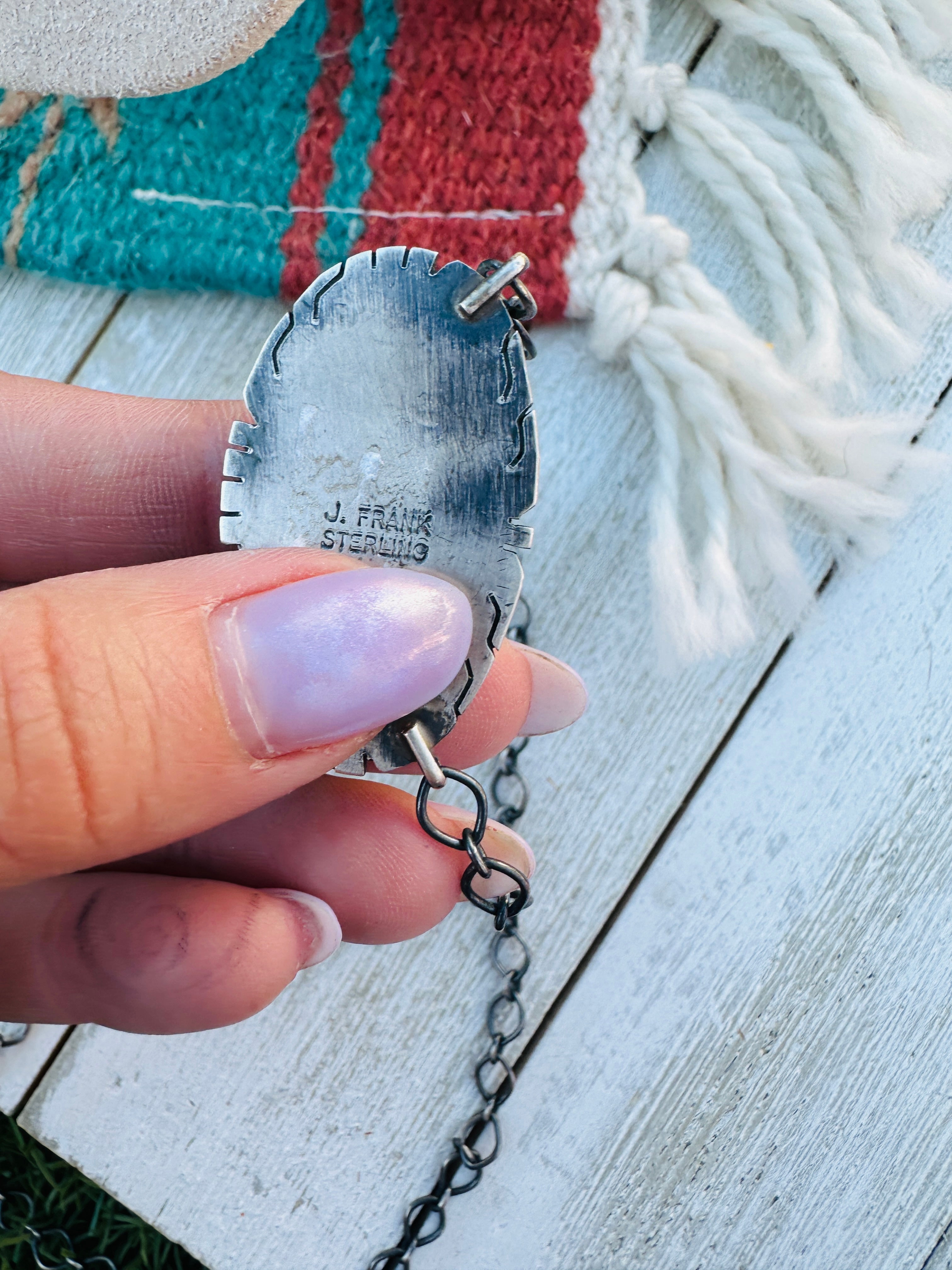 Handcrafted Sterling Silver 18” Link Chain & Tibetan Turquoise Necklace