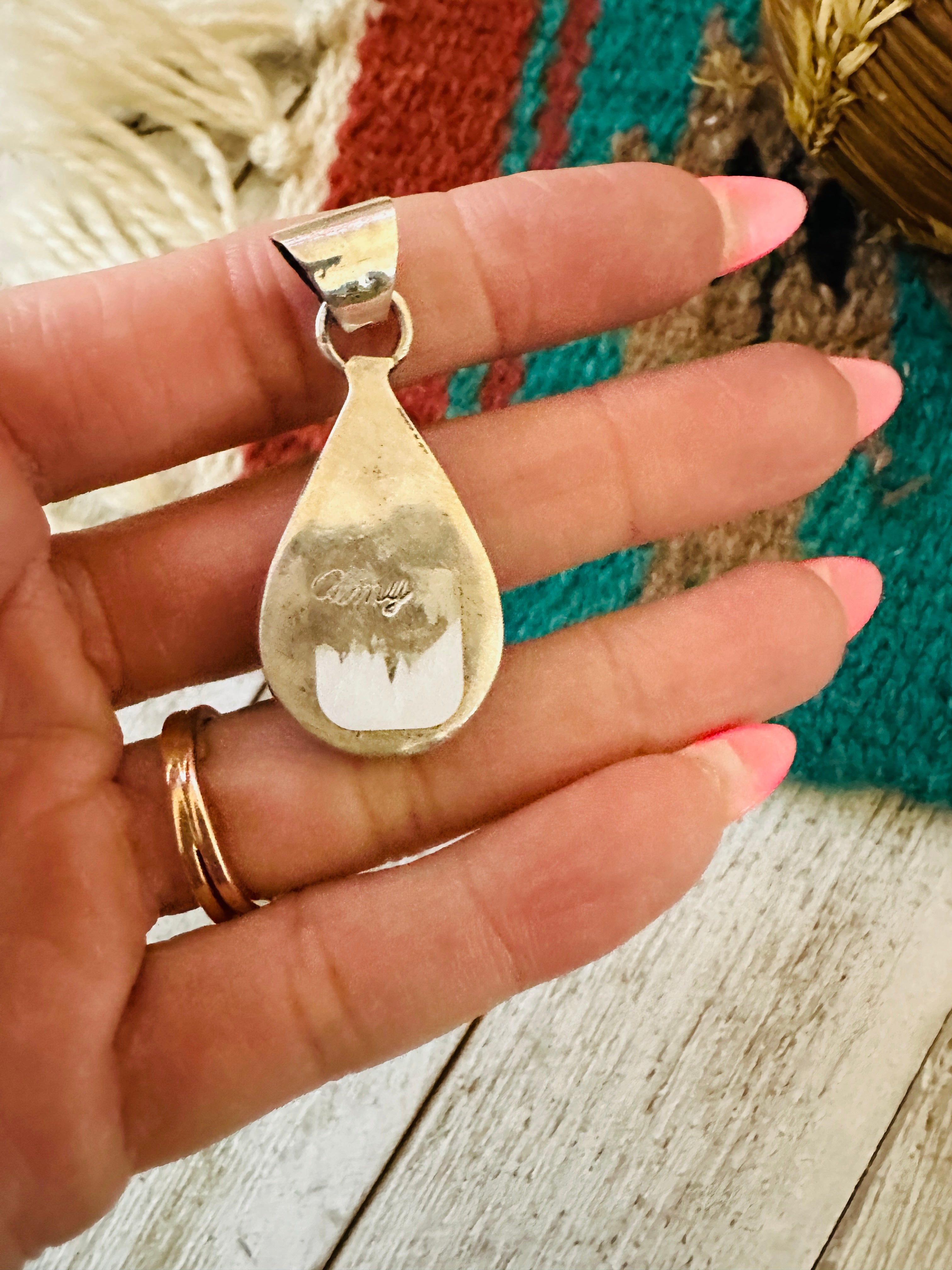 Handcrafted Multi Stone & Sterling Silver Inlay Pendant