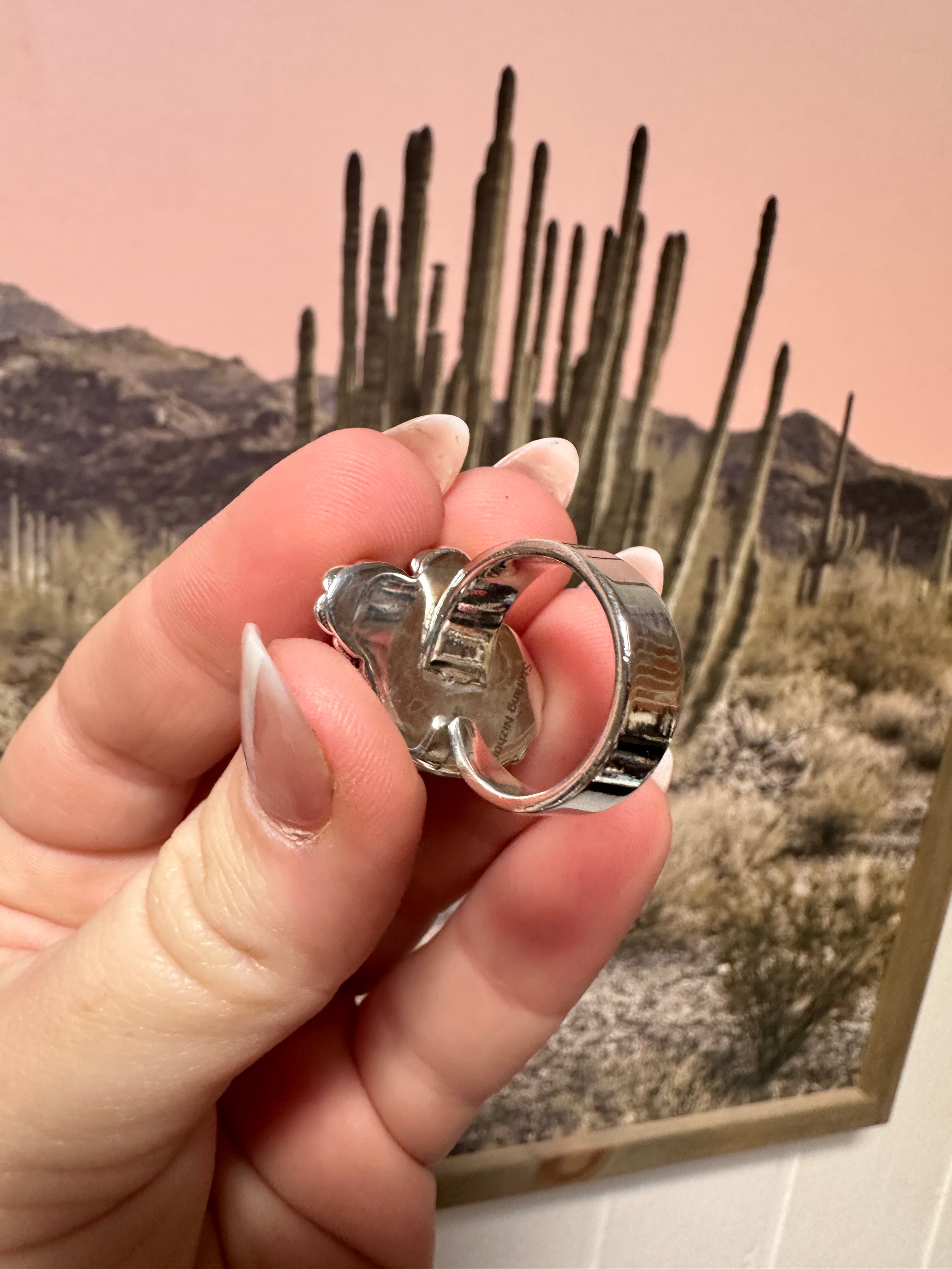 Handmade Sterling Silver & Bumble Bee Adjustable Flower Ring