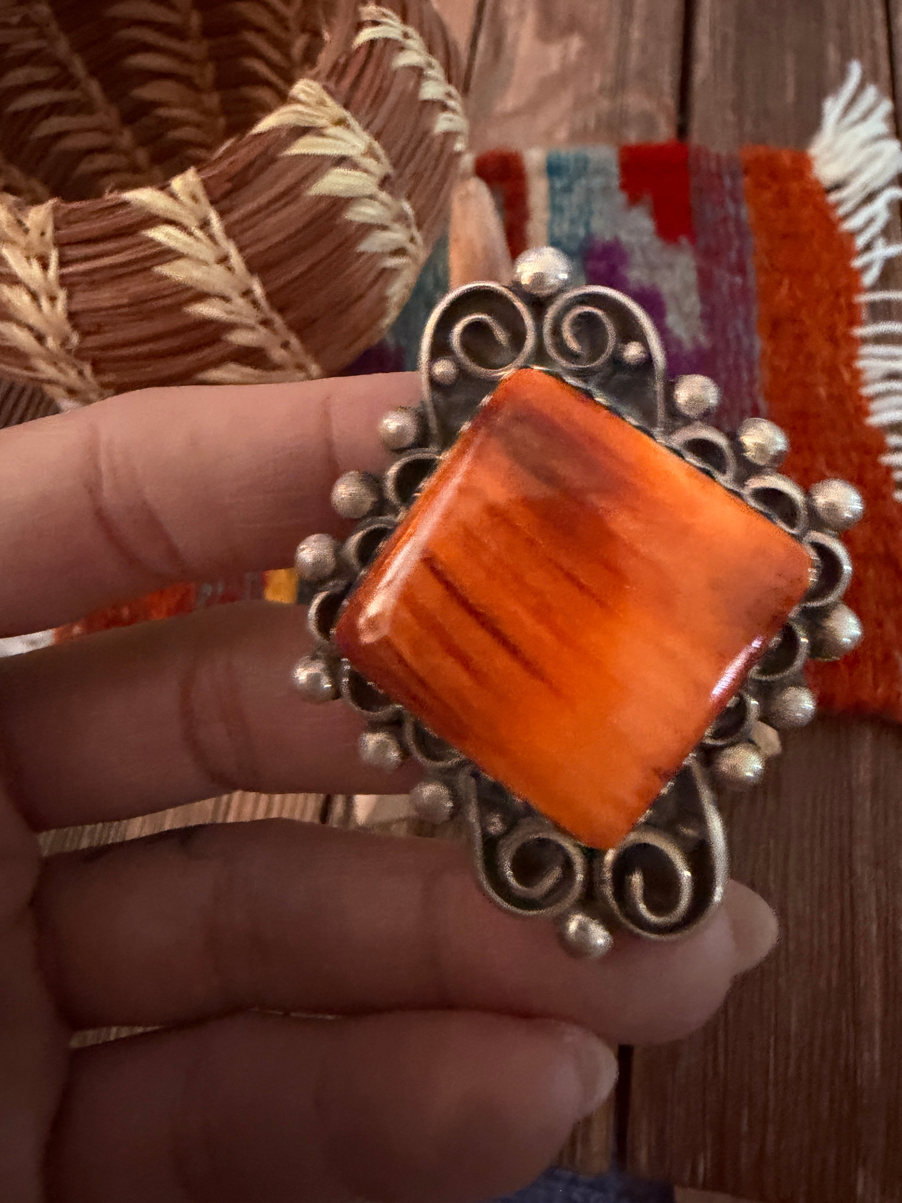 Handcrafted Spiny Oyster & Sterling Silver Ring Size 10