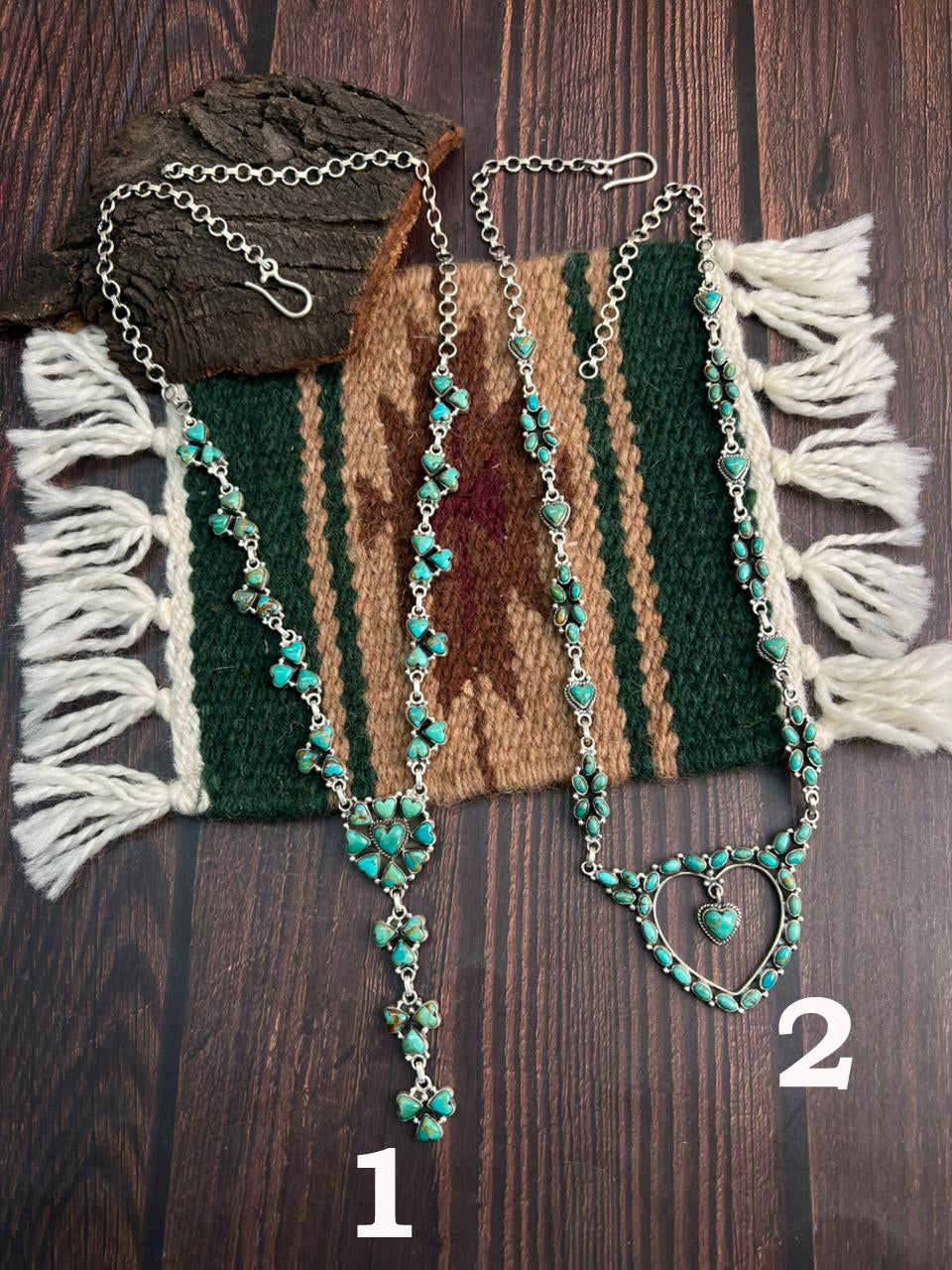 "Heart Collection" Handmade Sterling Silver Kingman Turquoise Necklace "Signed Nizhoni"