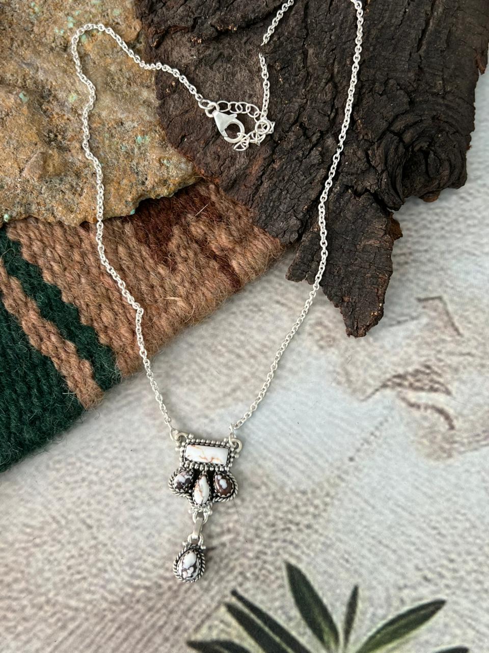 Handmade Sterling Silver Wildhorse Magnesite Necklace "Signed Nizhoni"