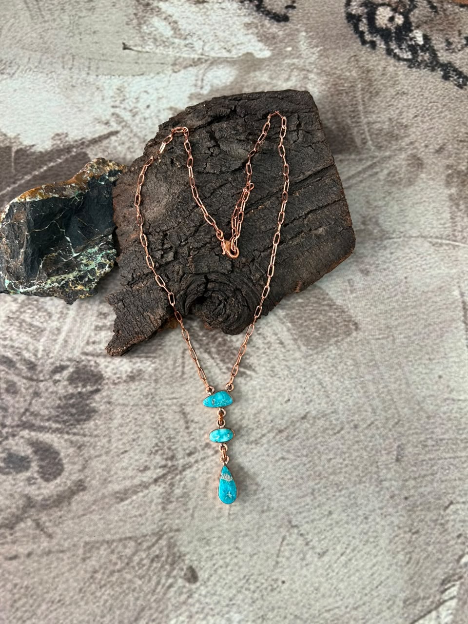 Handmade White Water Turquoise Copper Collection: Necklace Signed Nizhoni