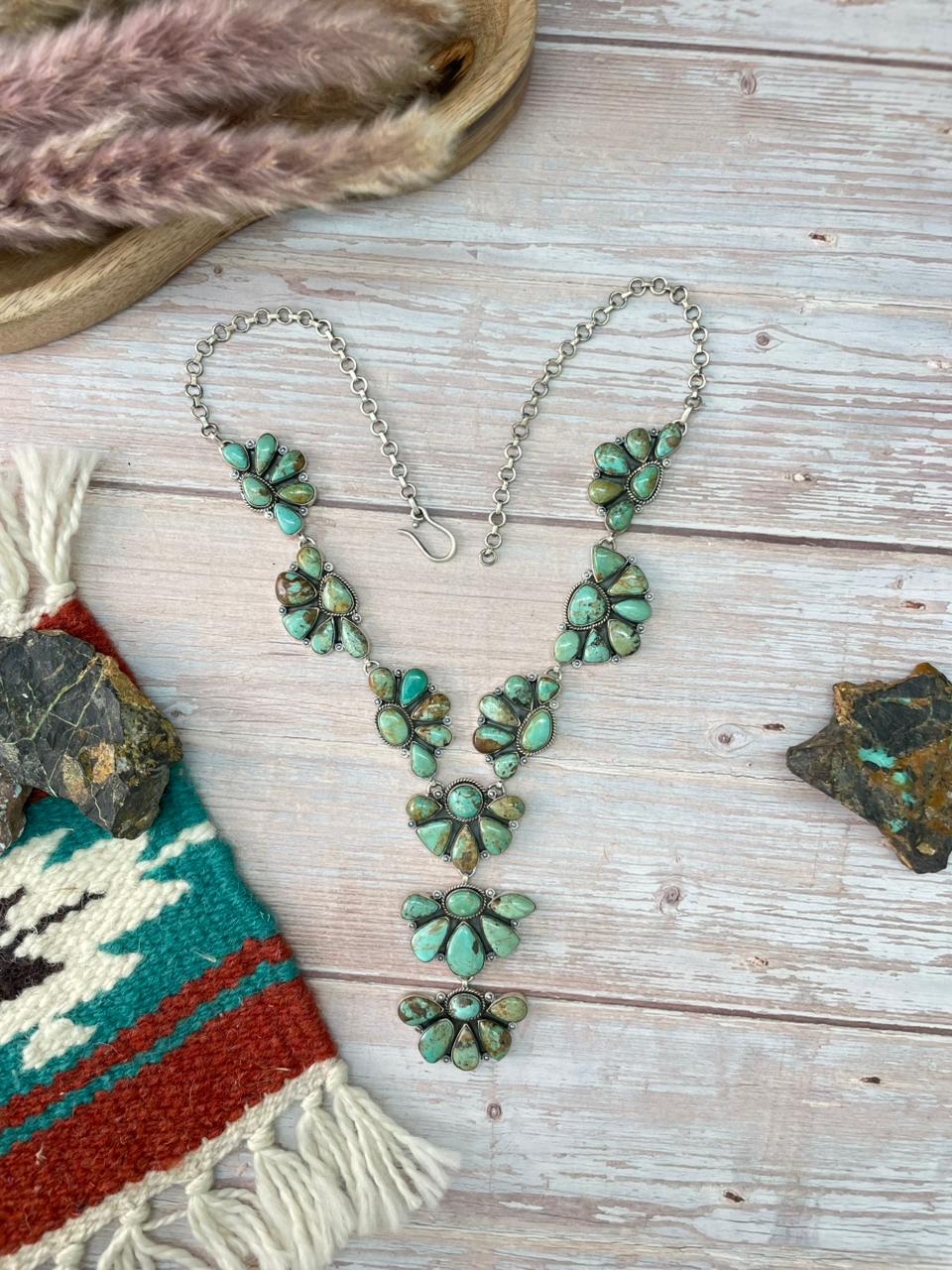 Handmade Sterling Silver Baja Turquoise Collection: Necklace "Signed Nizhoni"