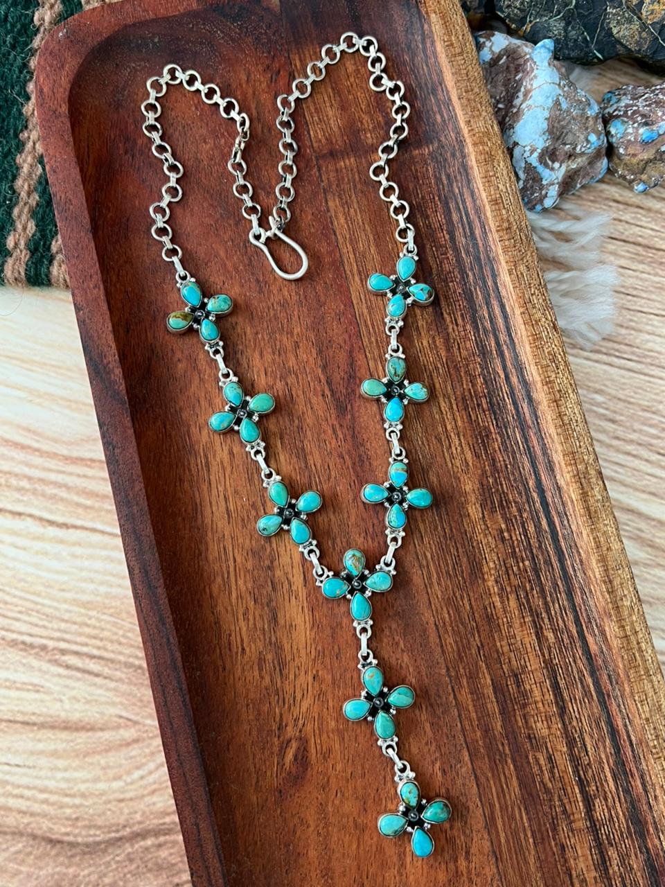 Handmade Sterling Silver Kingman Turquoise Necklace "Signed Nizhoni"