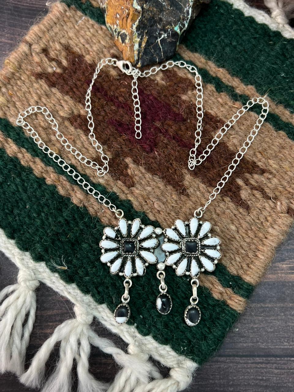 Handmade Sterling Silver White Buffalo Necklace "Signed Nizhoni"