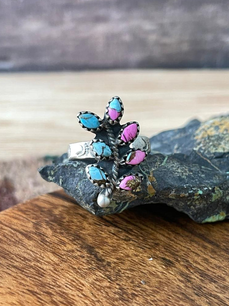 Handmade Sterling Silver Cotton Candy Adjustable Ring "Signed Nizhoni"