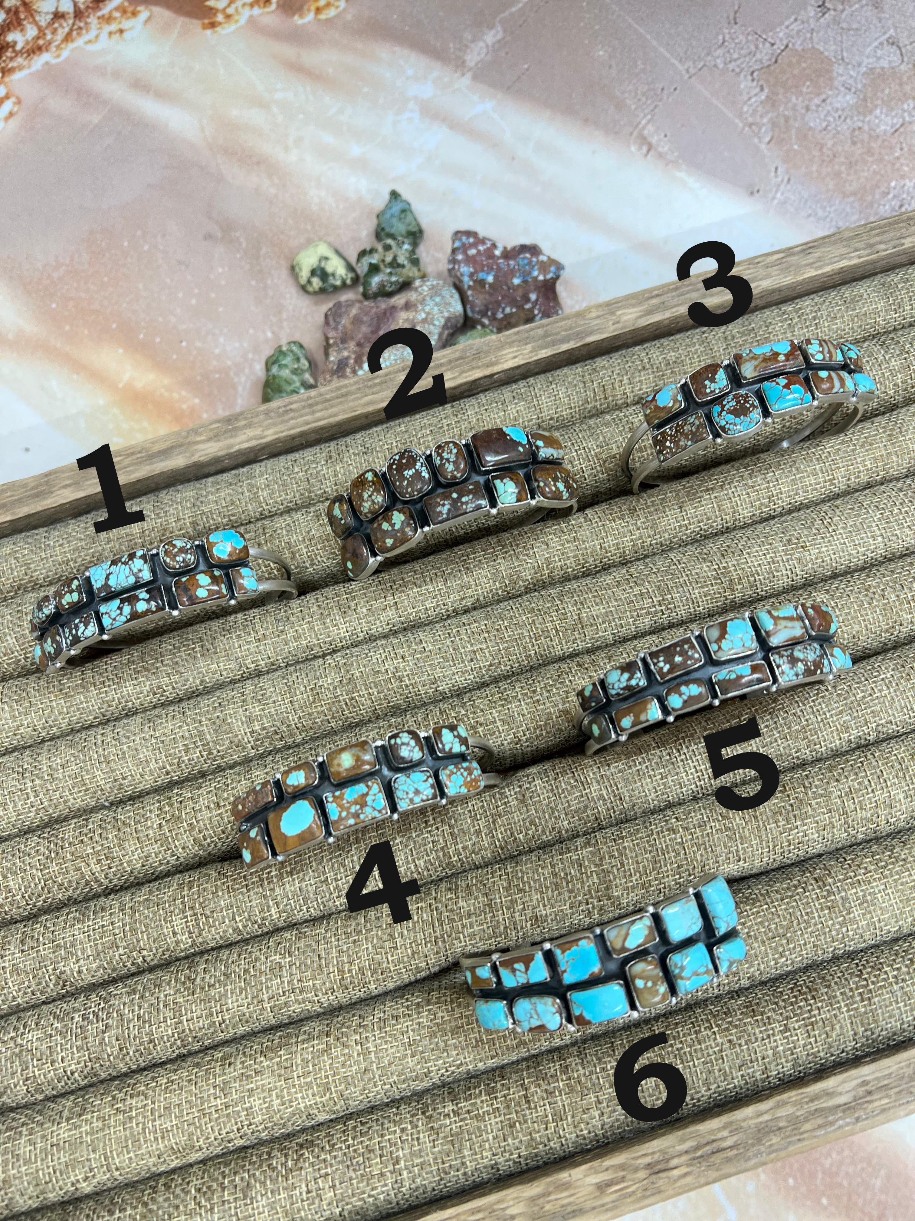 Handmade Sterling Silver Number 8 Turquoise Cuff Bracelet with Signed Nizhoni