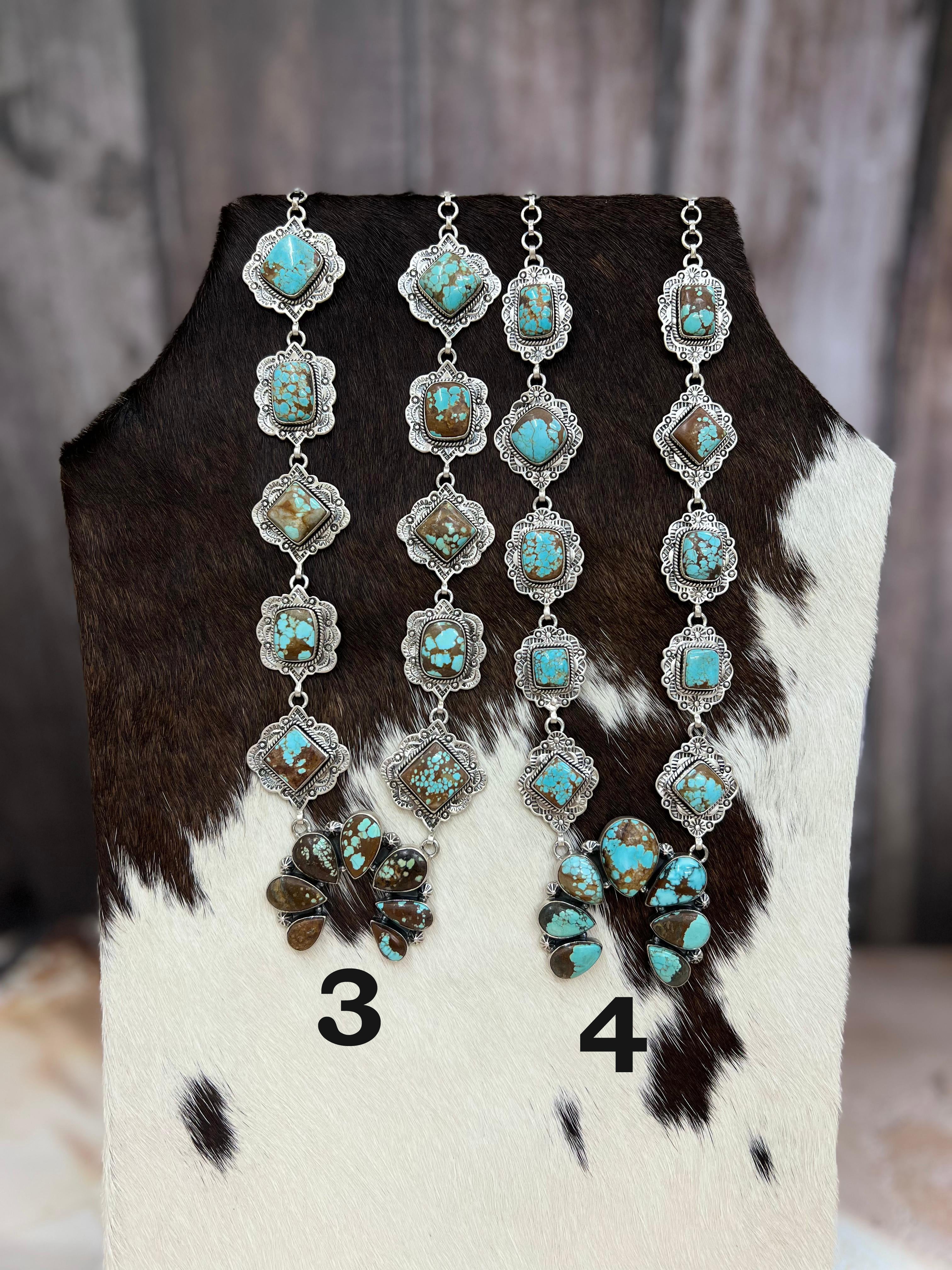 Handmade Sterling Silver Number 8 Turquoise Naja Necklace Signed Nizhoni