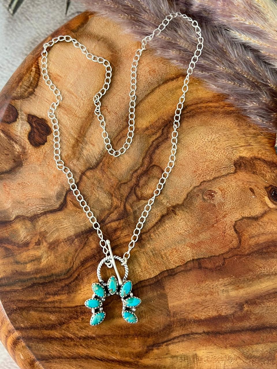 Handmade Sterling Silver Kingman Turquoise Naja Necklace "Signed Nizhoni"