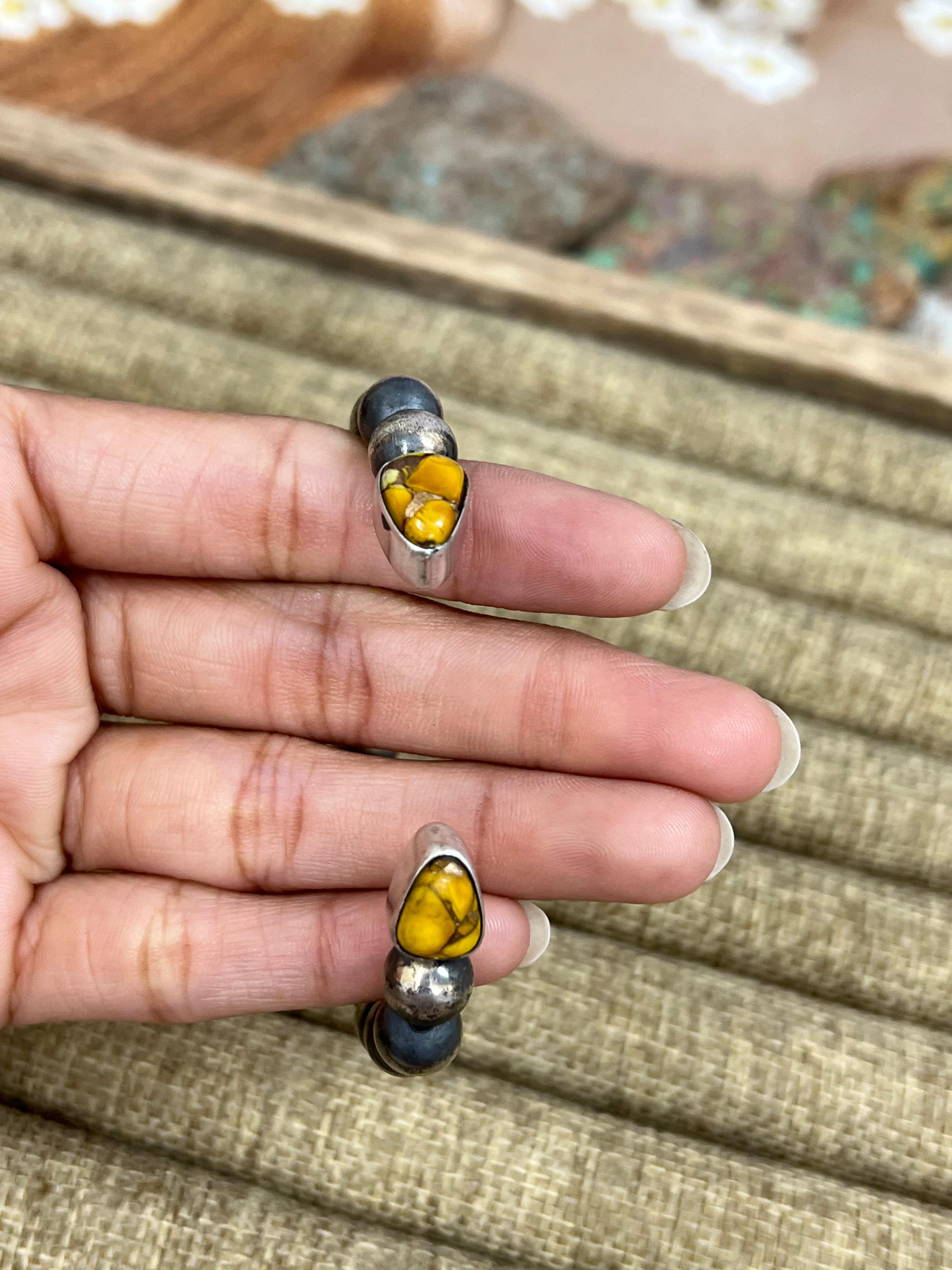 Handmade Sterling Silver Multi Stone Cuff Bracelet, Signed Nizhoni