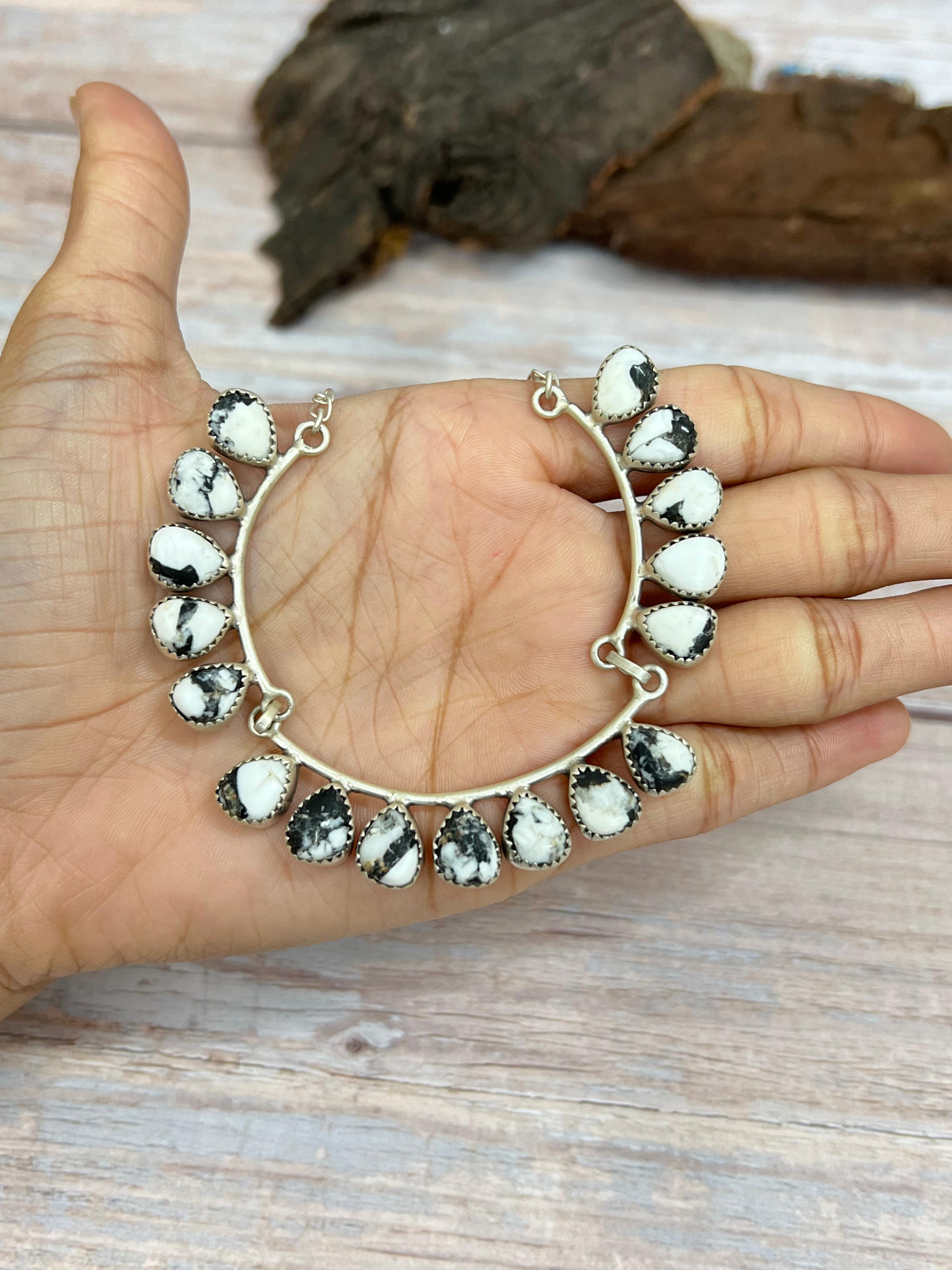 Handmade Sterling Silver Multi Stone Choker Necklace Signed Nizhoni