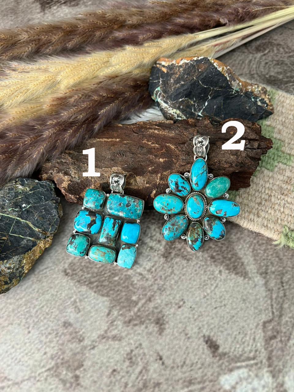 Handmade Sterling Silver Manassa Turquoise Collection: Pendant "Signed Nizhoni"