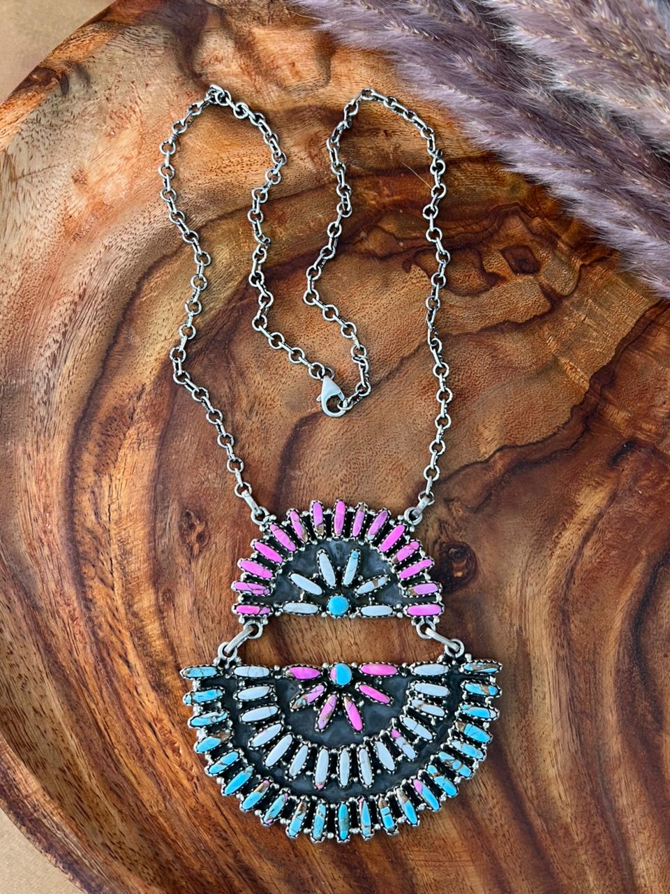 Handmade Sterling Silver Cotton Candy Necklace "Signed Nizhoni"