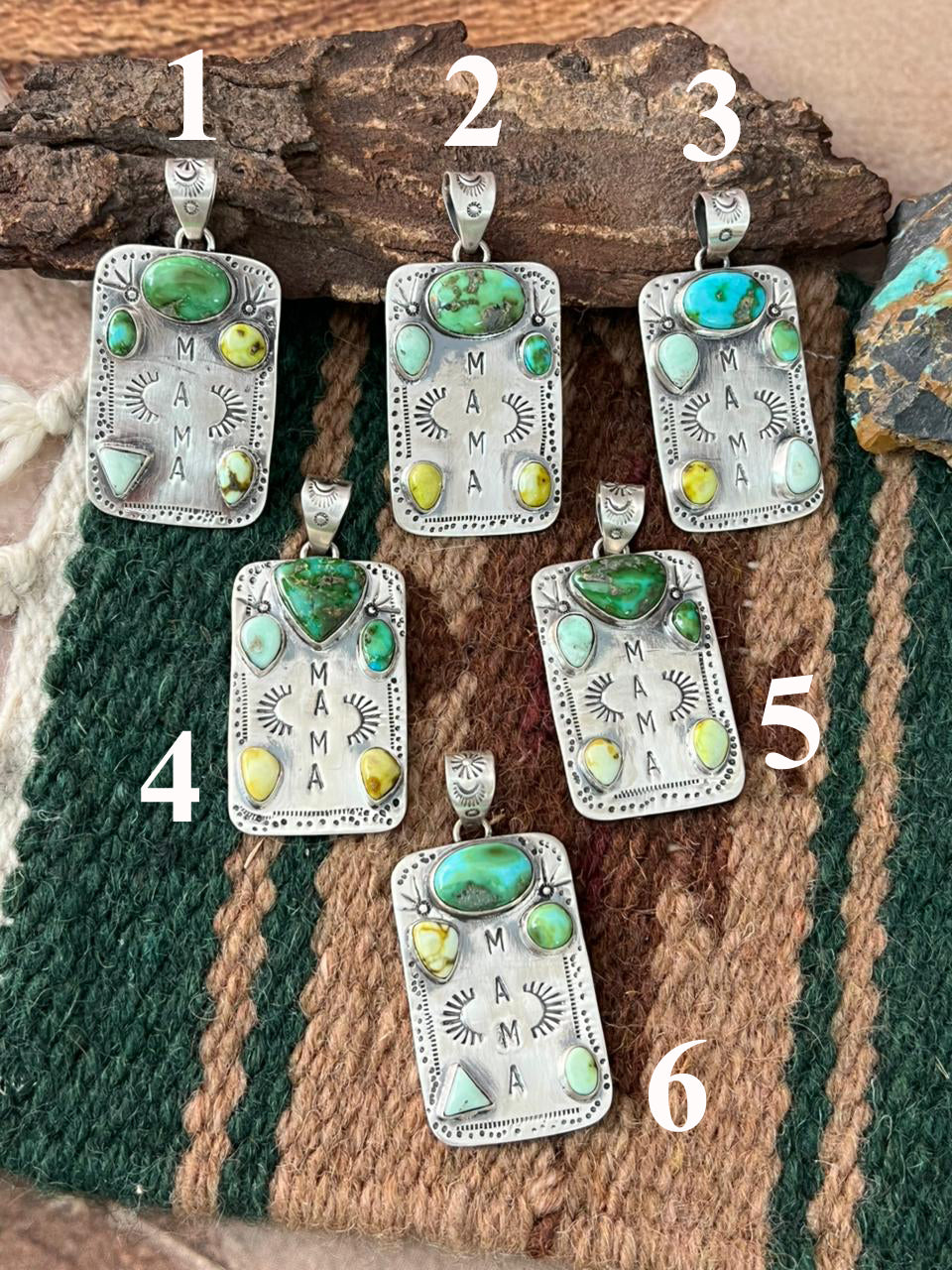 Handmade Sterling Silver Mama Collection: Sonoran Mountain with Paloma and Palomino Turquoise  Pendant "Signed Nizhoni"
