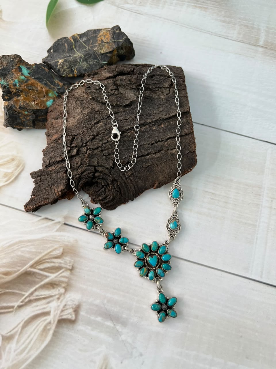Handmade Sterling Silver Kingman Turquoise Necklace Signed Nizhoni (1)