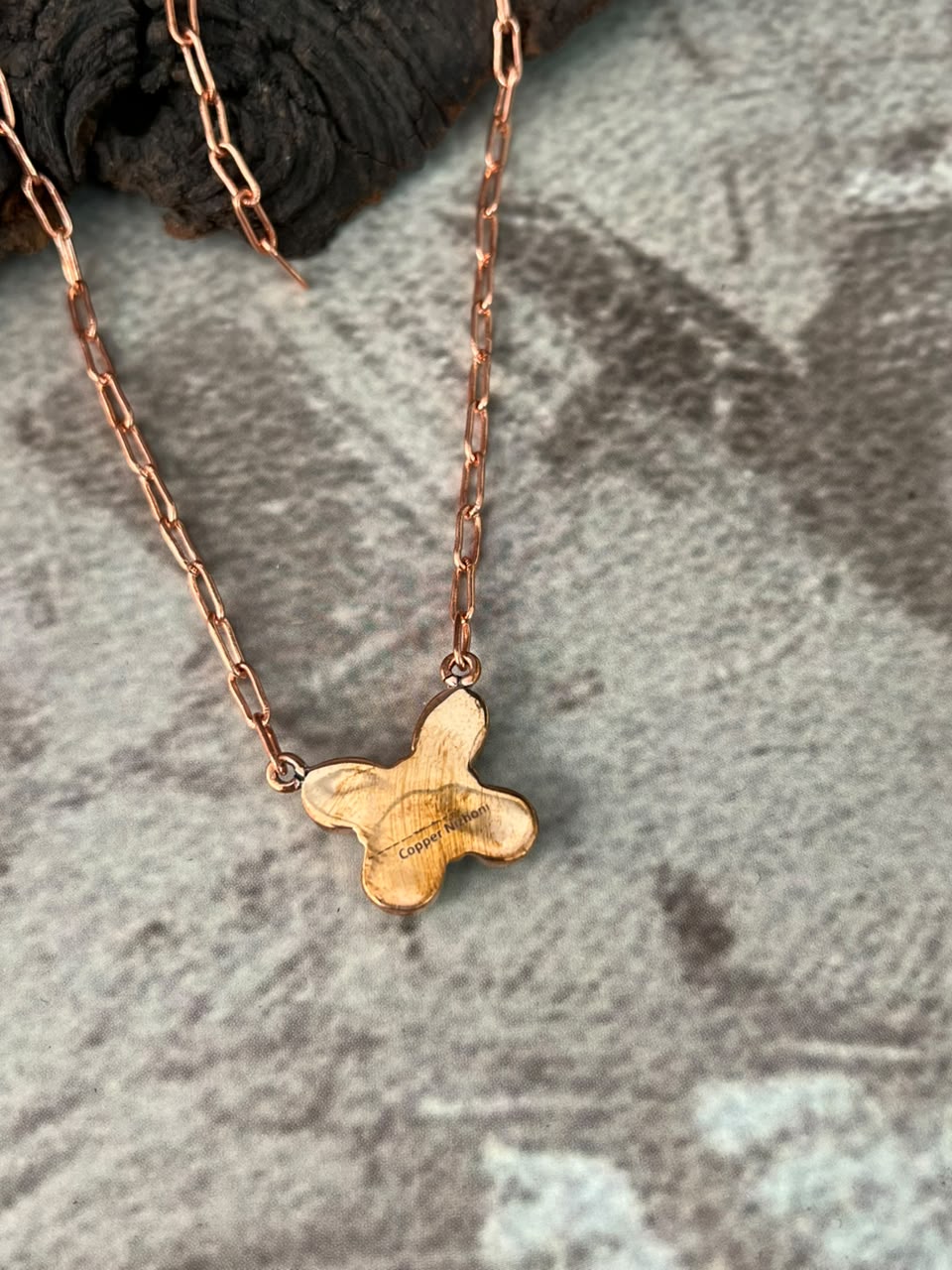 Handmade Palomino Turquoise Copper Collection: Necklace Signed Nizhoni