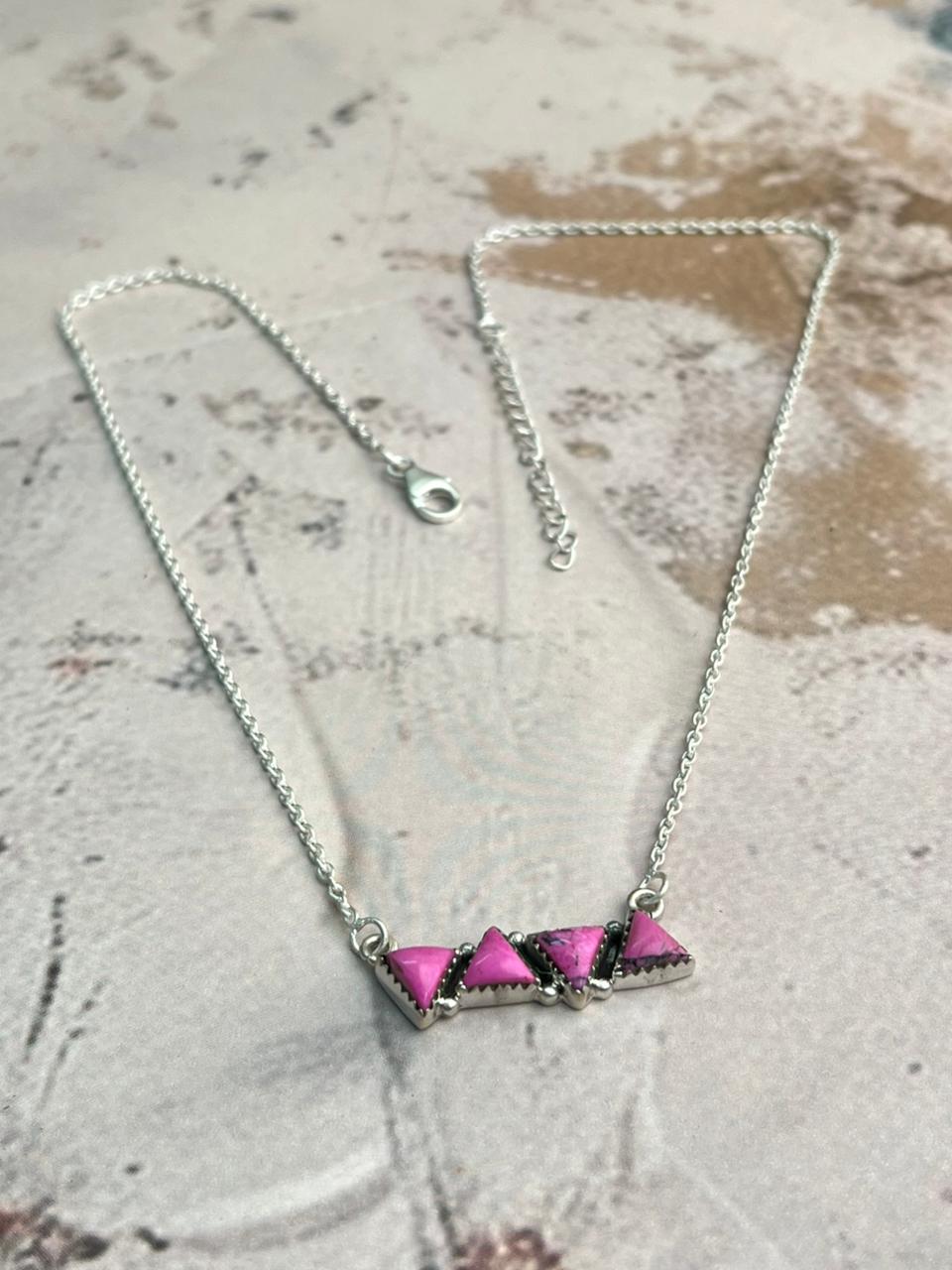 Handmade Sterling Silver Beaded Cherry Blossom Necklace "Signed Nizhoni"