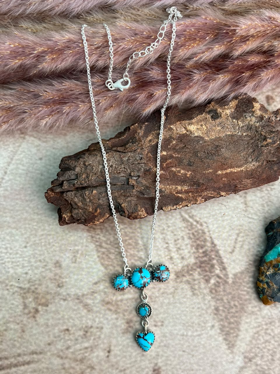 Handmade Sterling Silver Egyptian Turquoise Collection: Necklace Signed Nizhoni