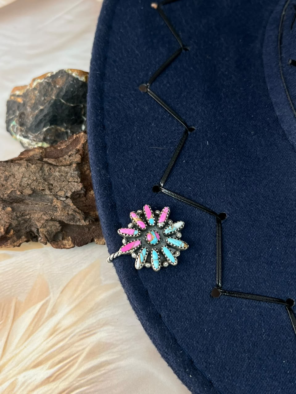 Handmade Sterling Silver Cotton Candy Hat Pin Signed Nizhoni