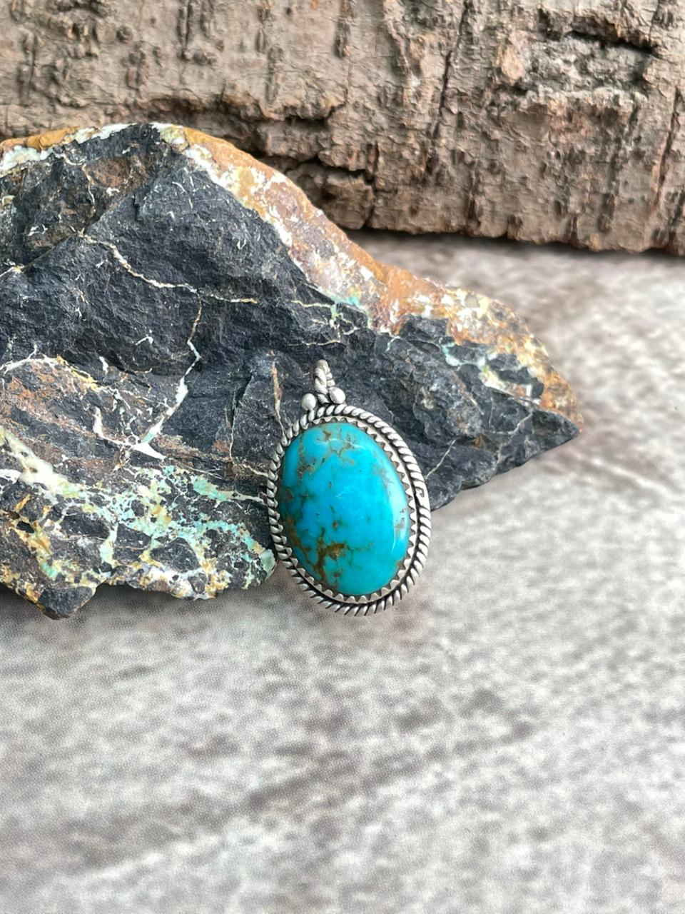 Handmade Sterling Silver Arizona Blue Turquoise Hat Pin "Signed Nizhoni"