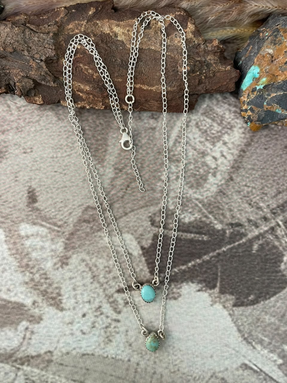 Handmade Sterling Silver Number 8 Turquoise Collection: Layered Necklace Signed Nizhoni