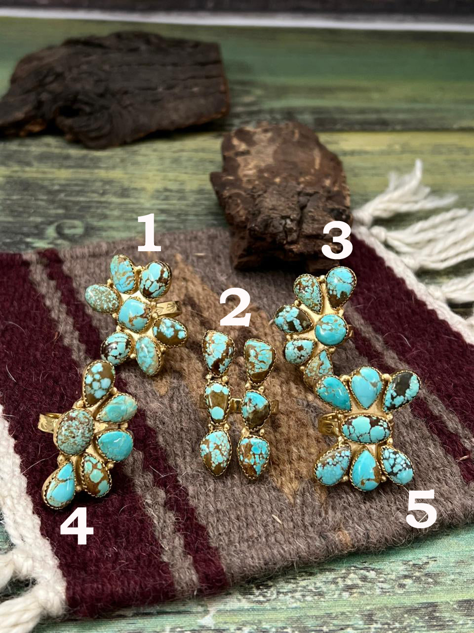 “The Golden Collection” Handmade Number 8 Turquoise with Gold Adjustable Ring