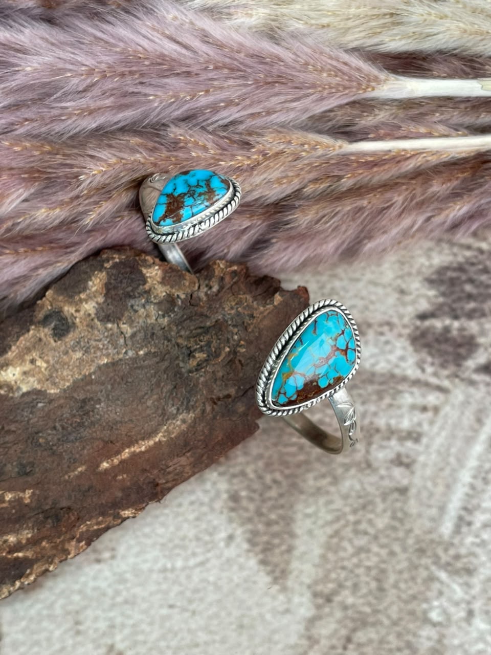 Handmade Sterling Silver Egyptian Turquoise Collection: Cuff Bracelet Signed Nizhoni