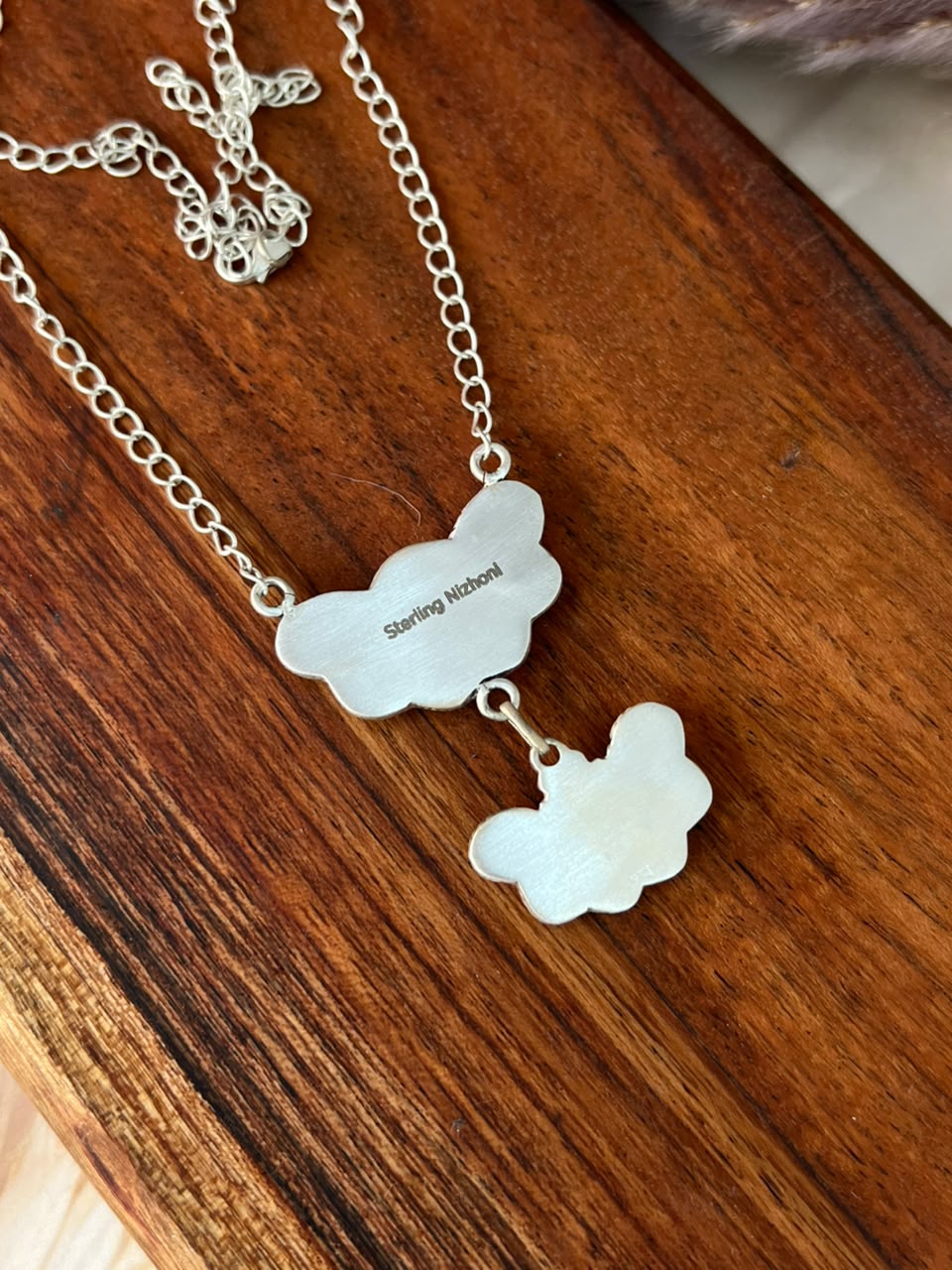 Handmade Sterling Silver Cotton Candy Necklace Signed Nizhoni